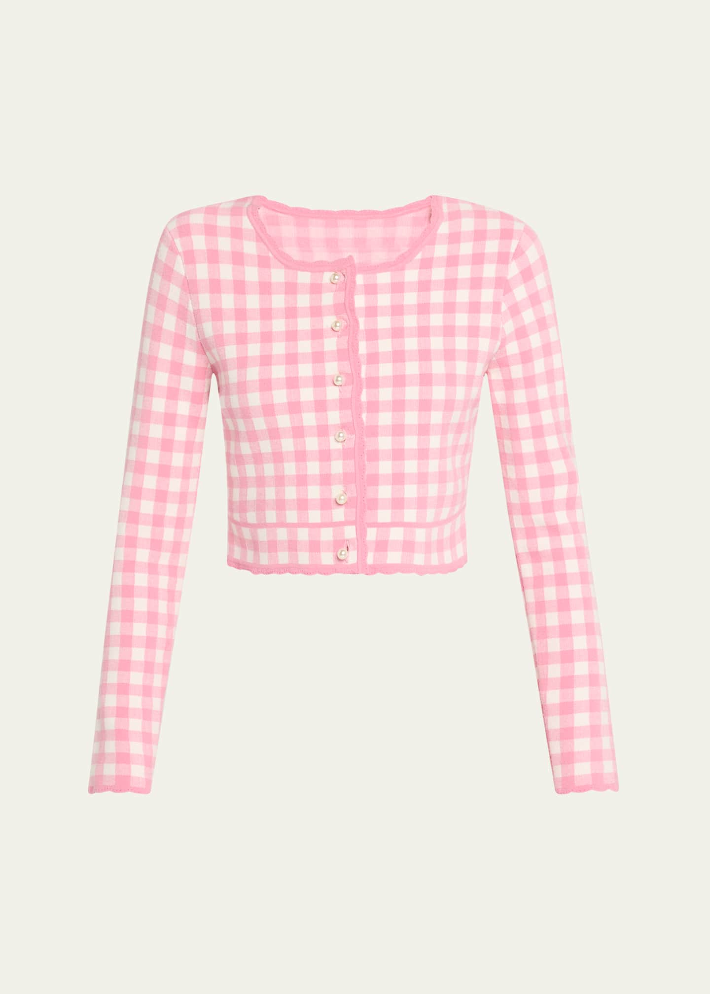 LoveShackFancy Bridgette Gingham Cropped Cardigan Image 1 of 5