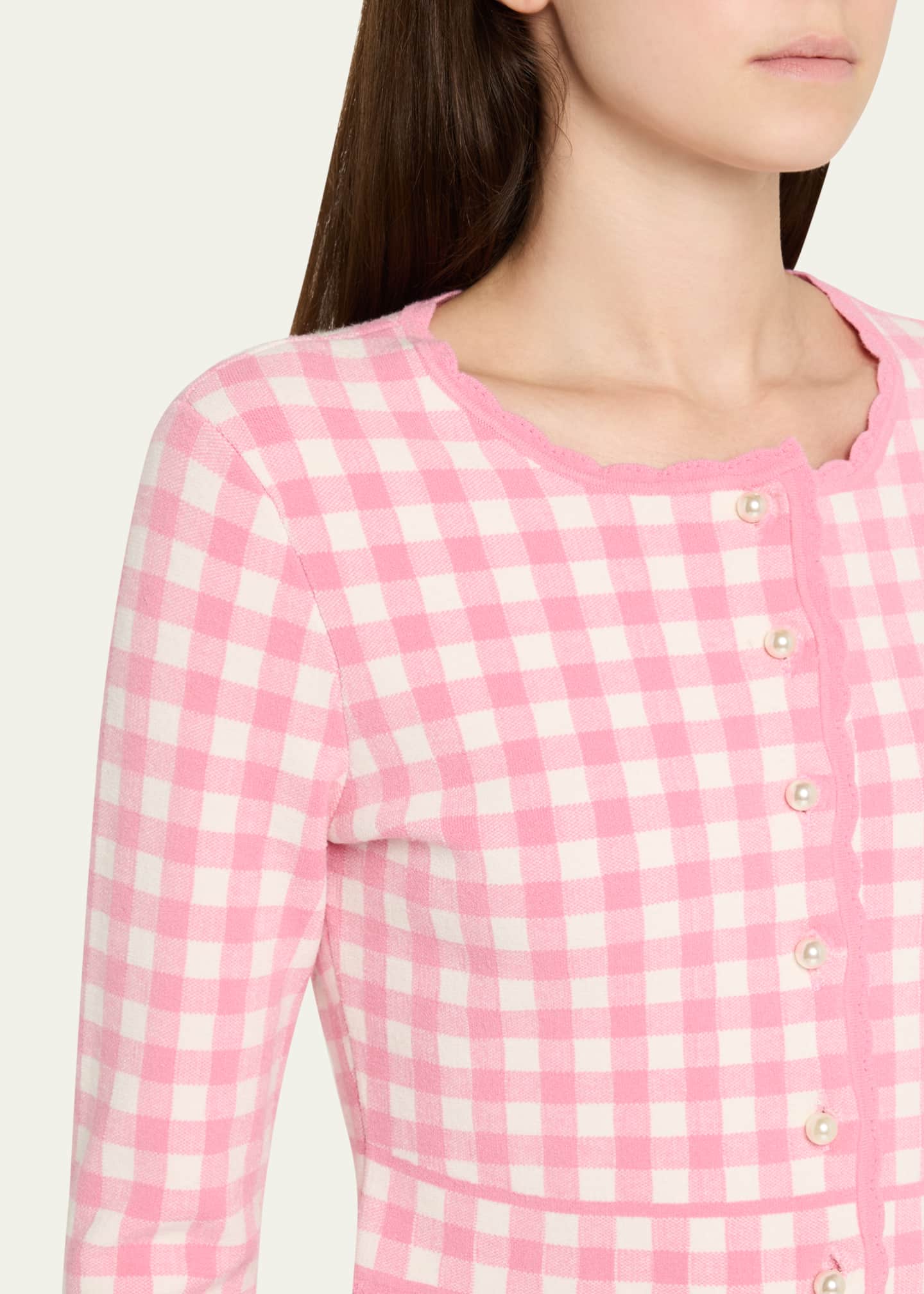 LoveShackFancy Bridgette Gingham Cropped Cardigan Image 5 of 5