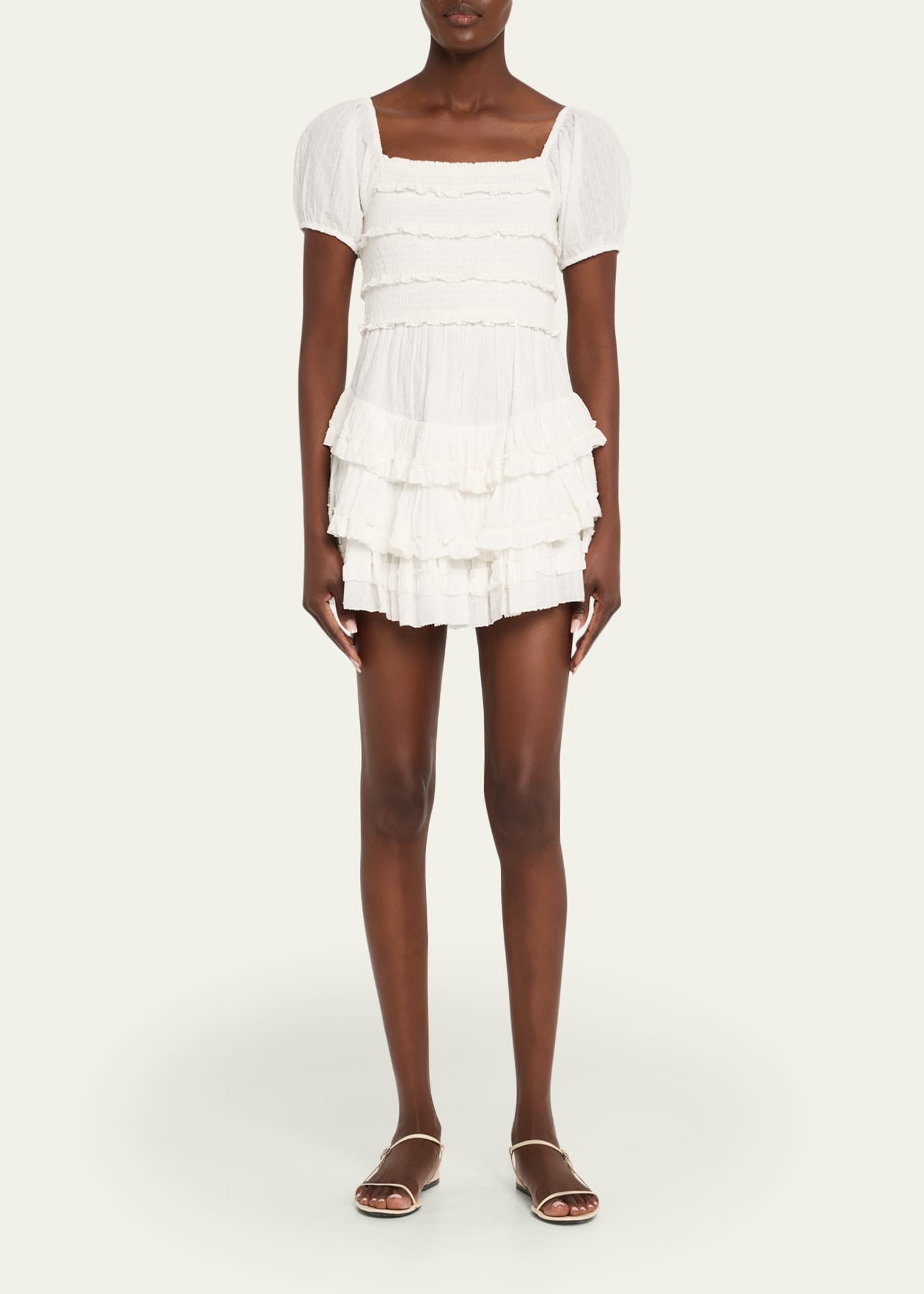 LoveShackFancy Fellows Cotton Ruffle Mini Dress Image 2 of 5