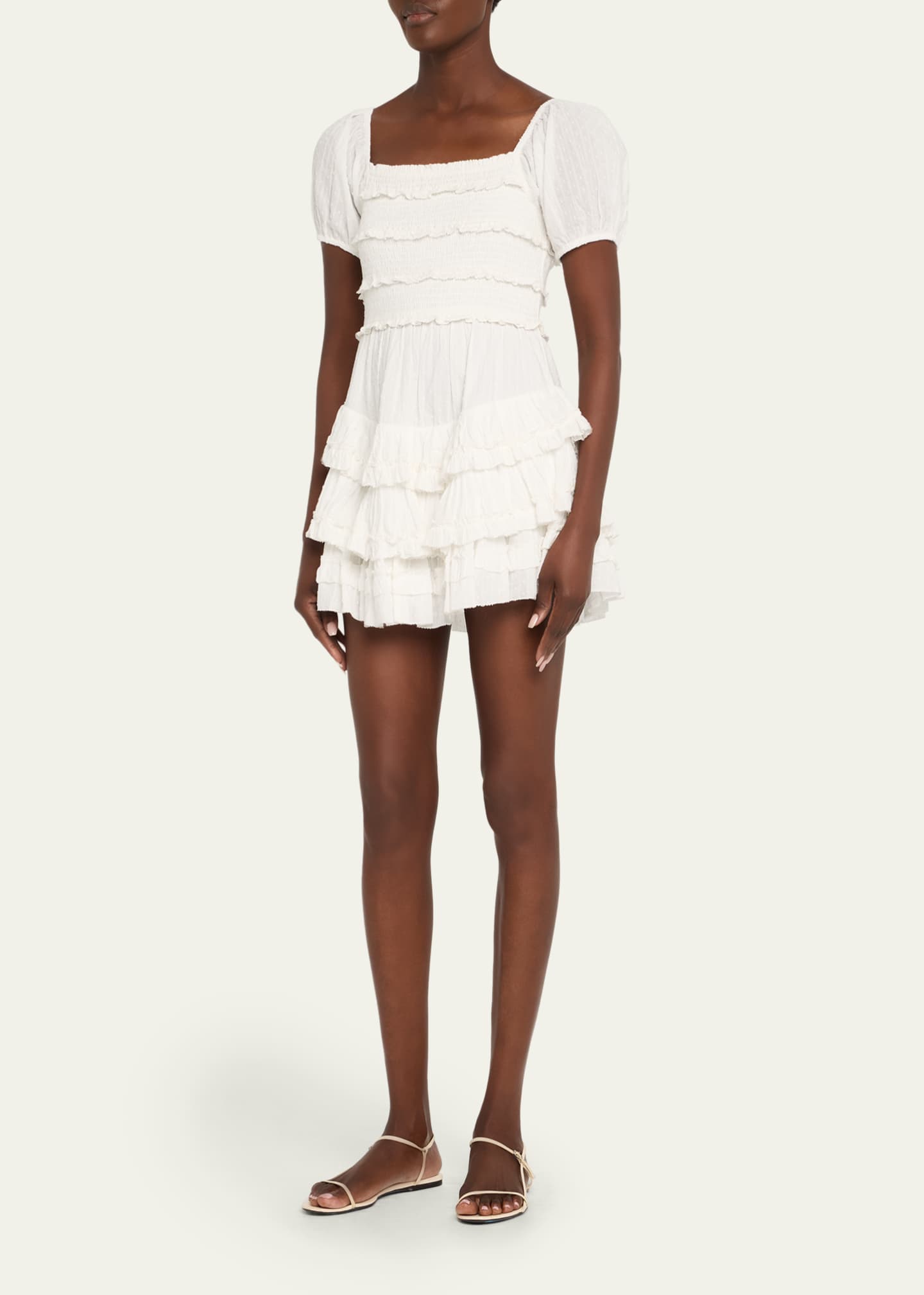 LoveShackFancy Fellows Cotton Ruffle Mini Dress Image 4 of 5