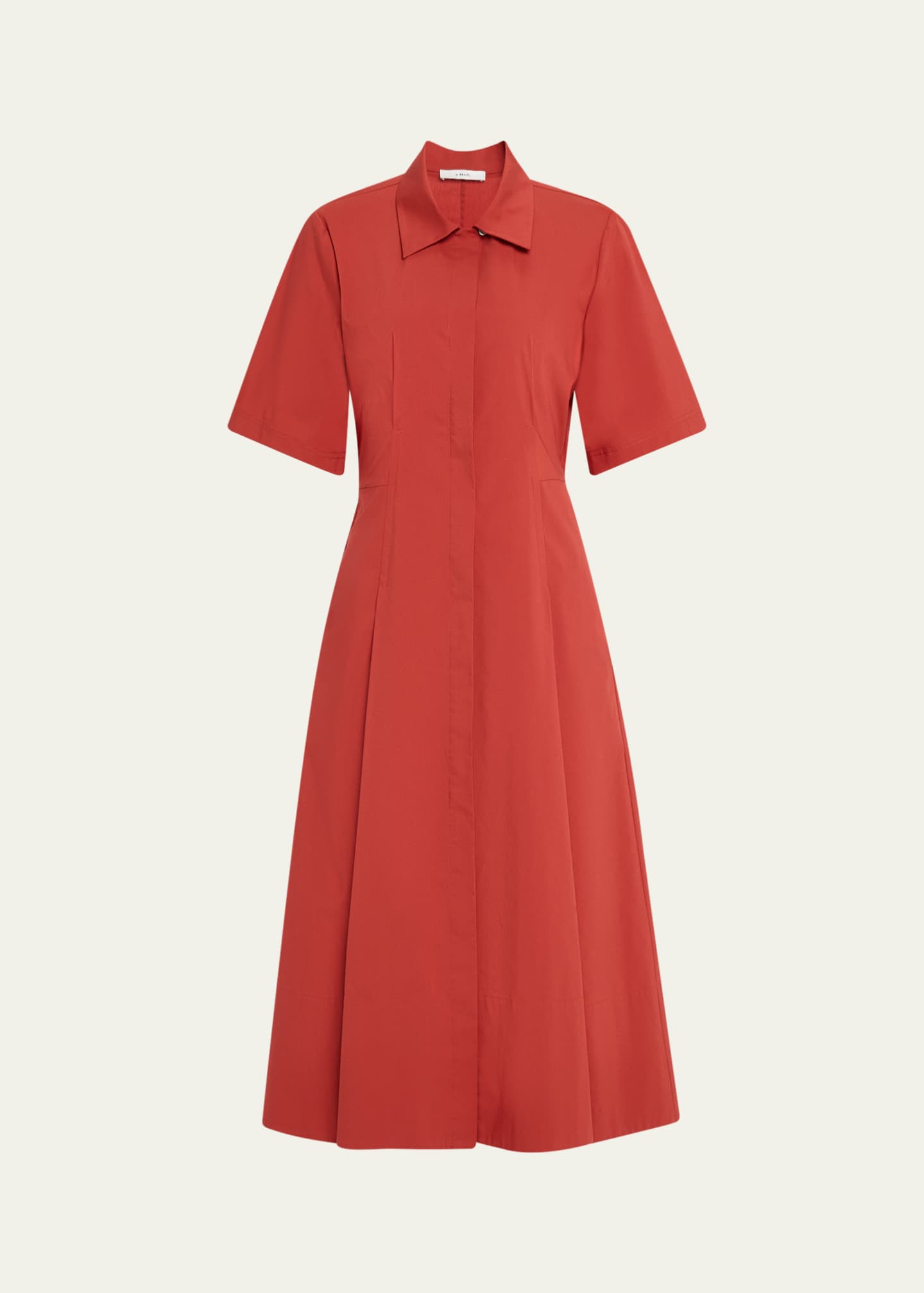 Short-Sleeve Midi Shirtdress