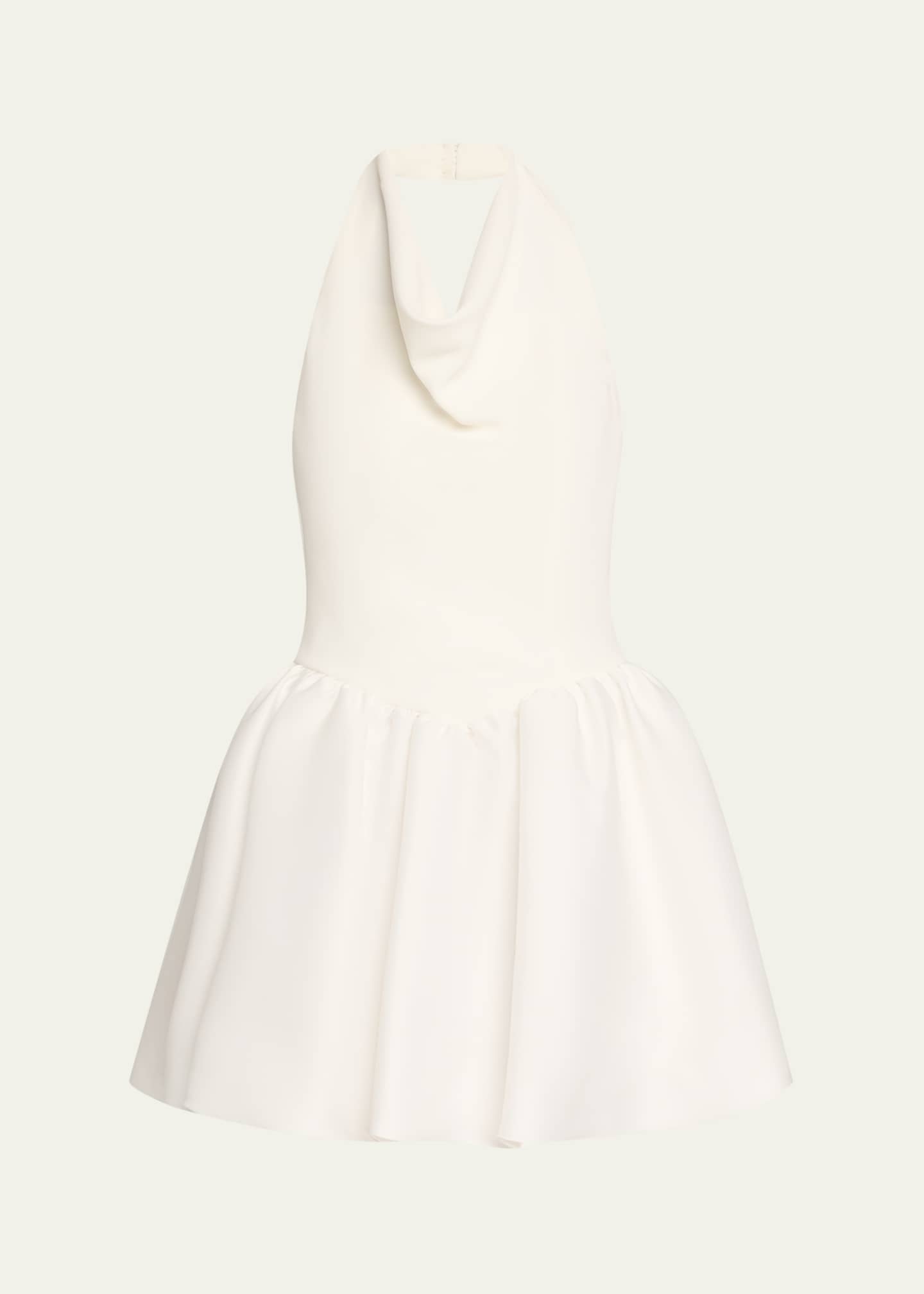 Self-Portrait Crepe Bubble-Hem Halter Mini Dress Image 1 of 5