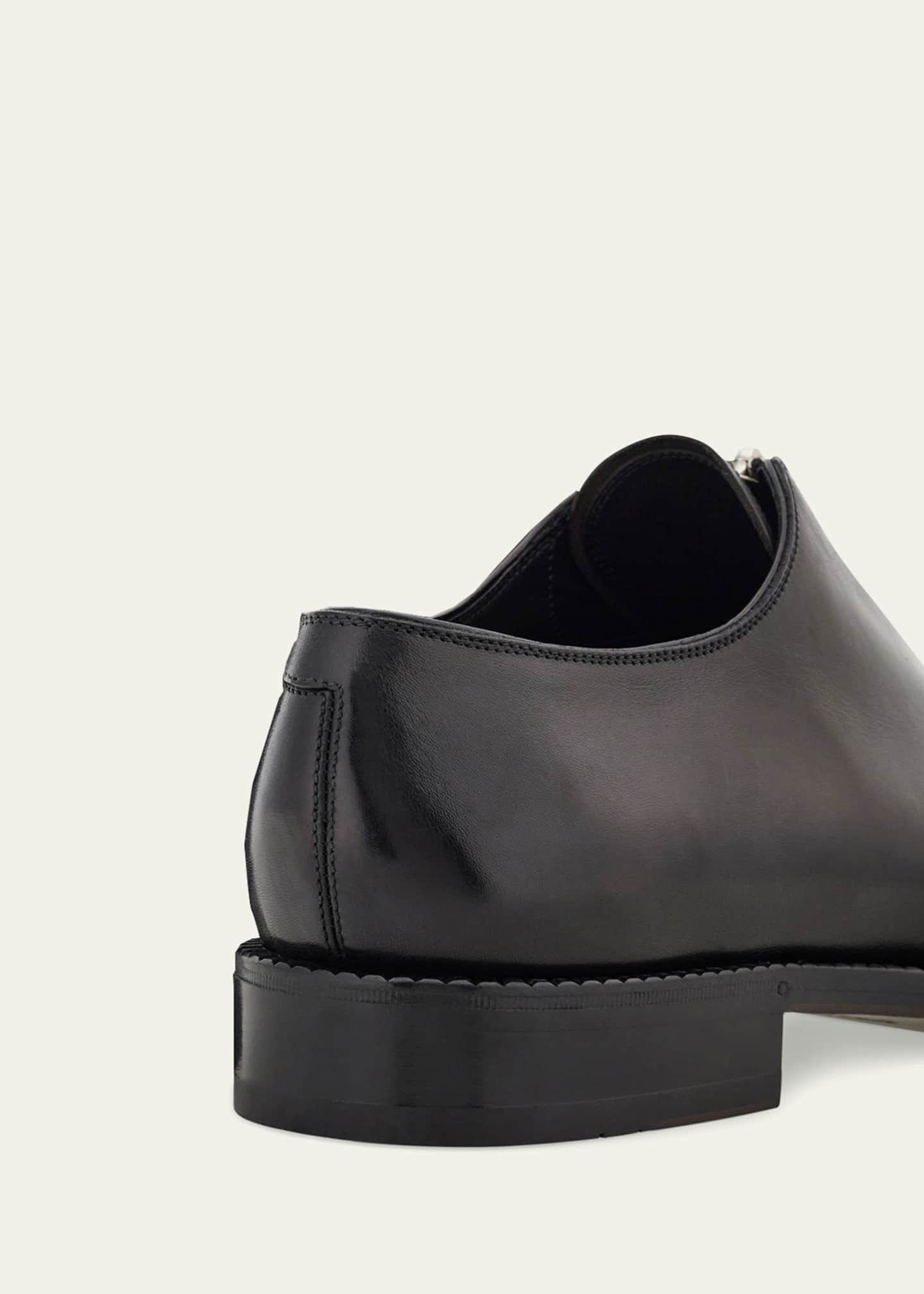 Ferragamo Men's Arrow Zip-Up Leather Oxfords Image 2 of 2