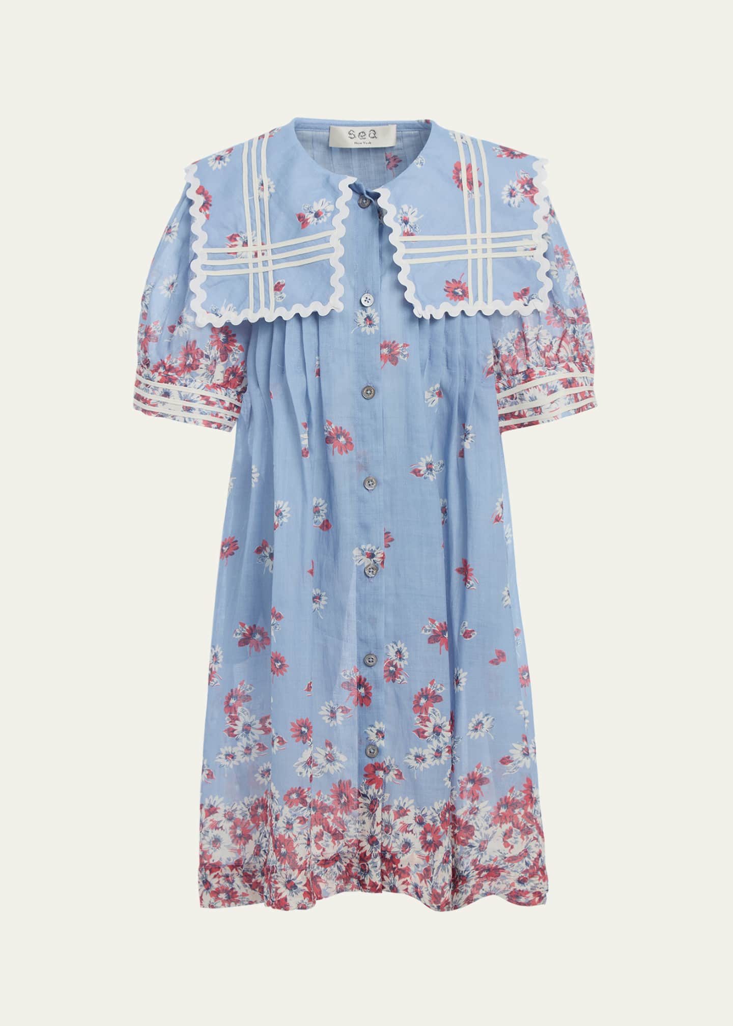 Sea Girl's Floral-Print Bib Collar Dress, Size 2-14 Image 1 of 2