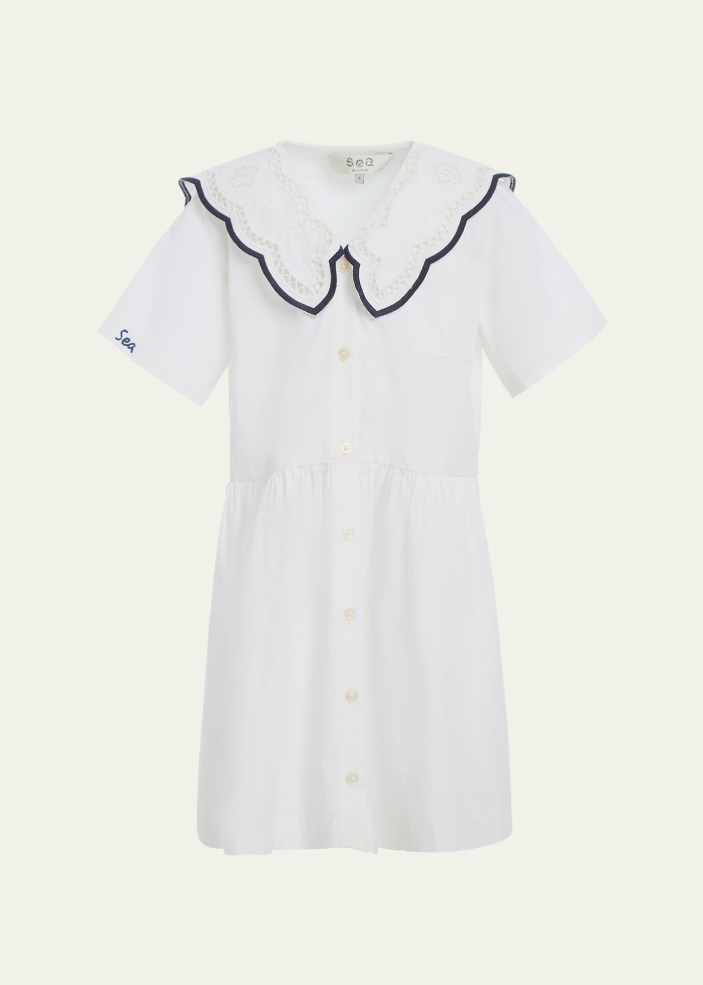 Sea Girl's Marie Embroidered Dress, Size 2-14 Image 1 of 2