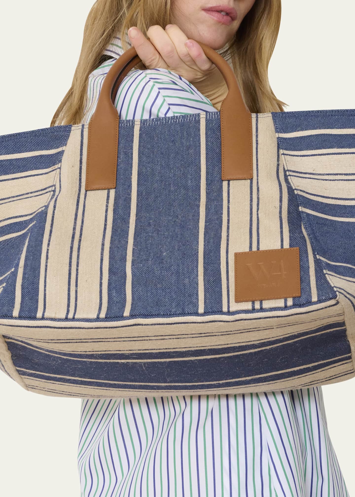 WE-AR4 The Riviera Striped Canvas Tote Bag Image 2 of 3