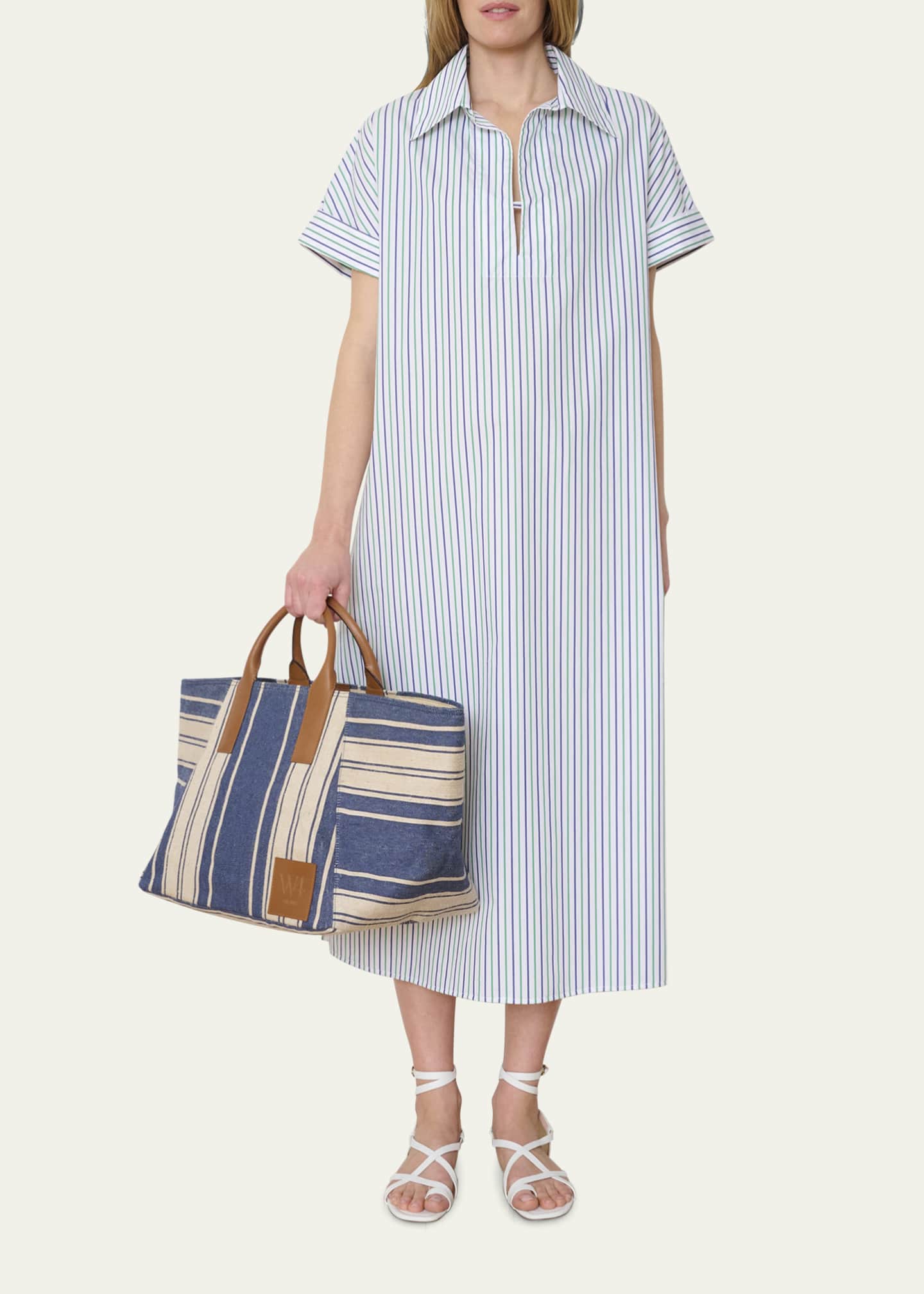 WE-AR4 The Riviera Striped Canvas Tote Bag Image 3 of 3