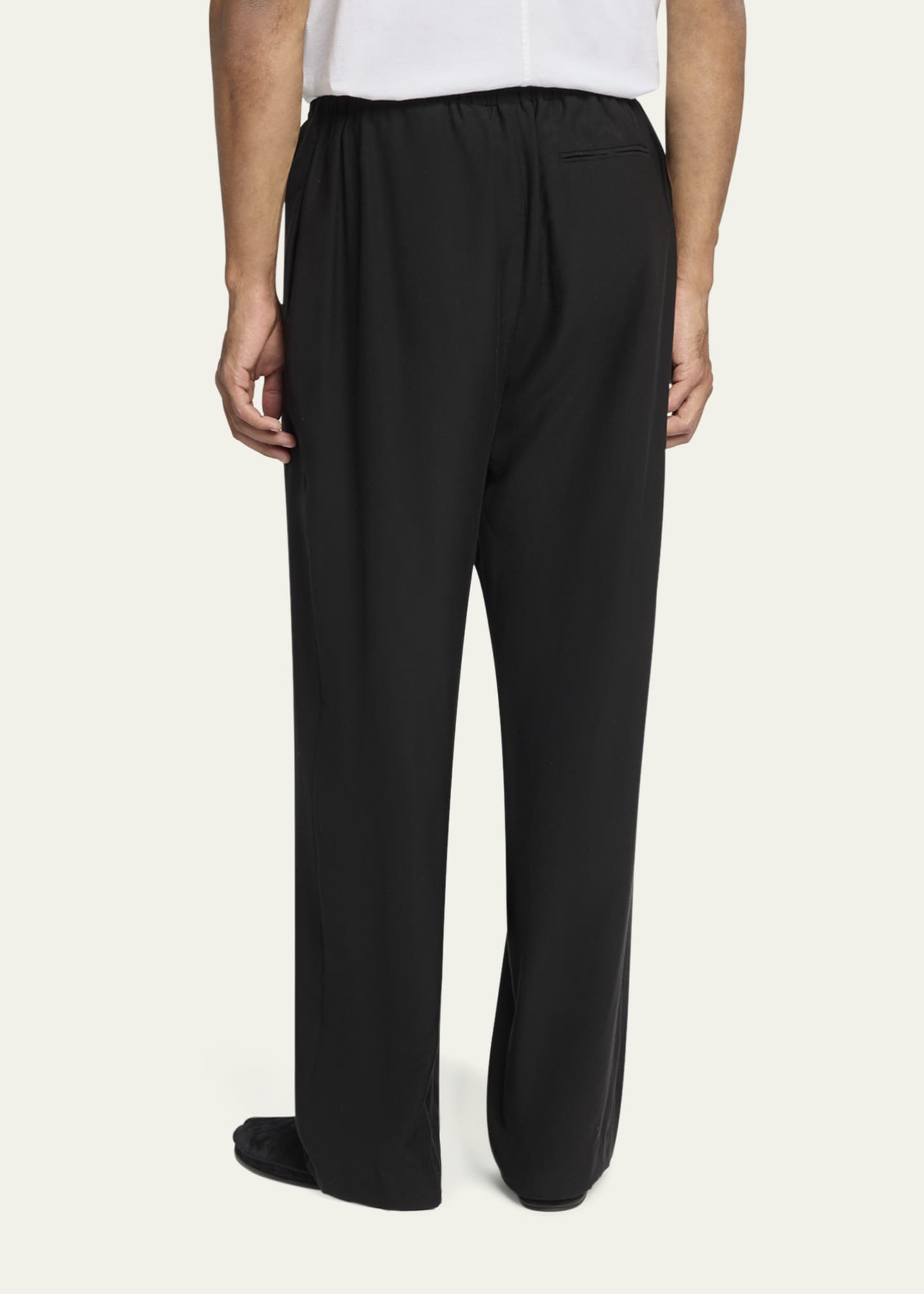 【関税&送料込】The Row Black Wool Trousers THE ROW Men's Loose-Fit Wool Drawstring Pants - Bergdorf Goodman