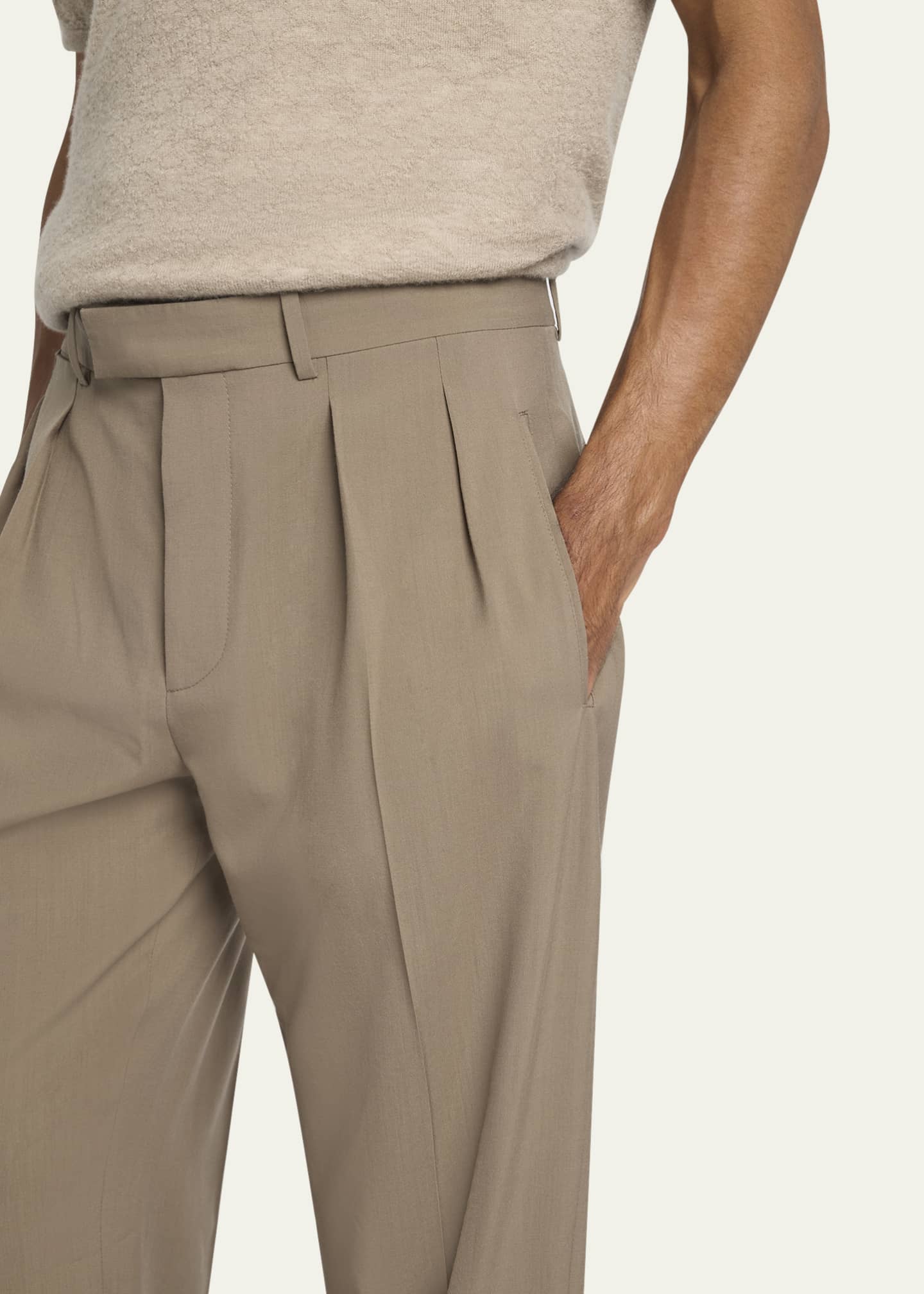 希少The Row 25SS Mikeno Wool Pleated Pants THE ROW Men's Mikeno Pleated Wool Pants - Bergdorf Goodman