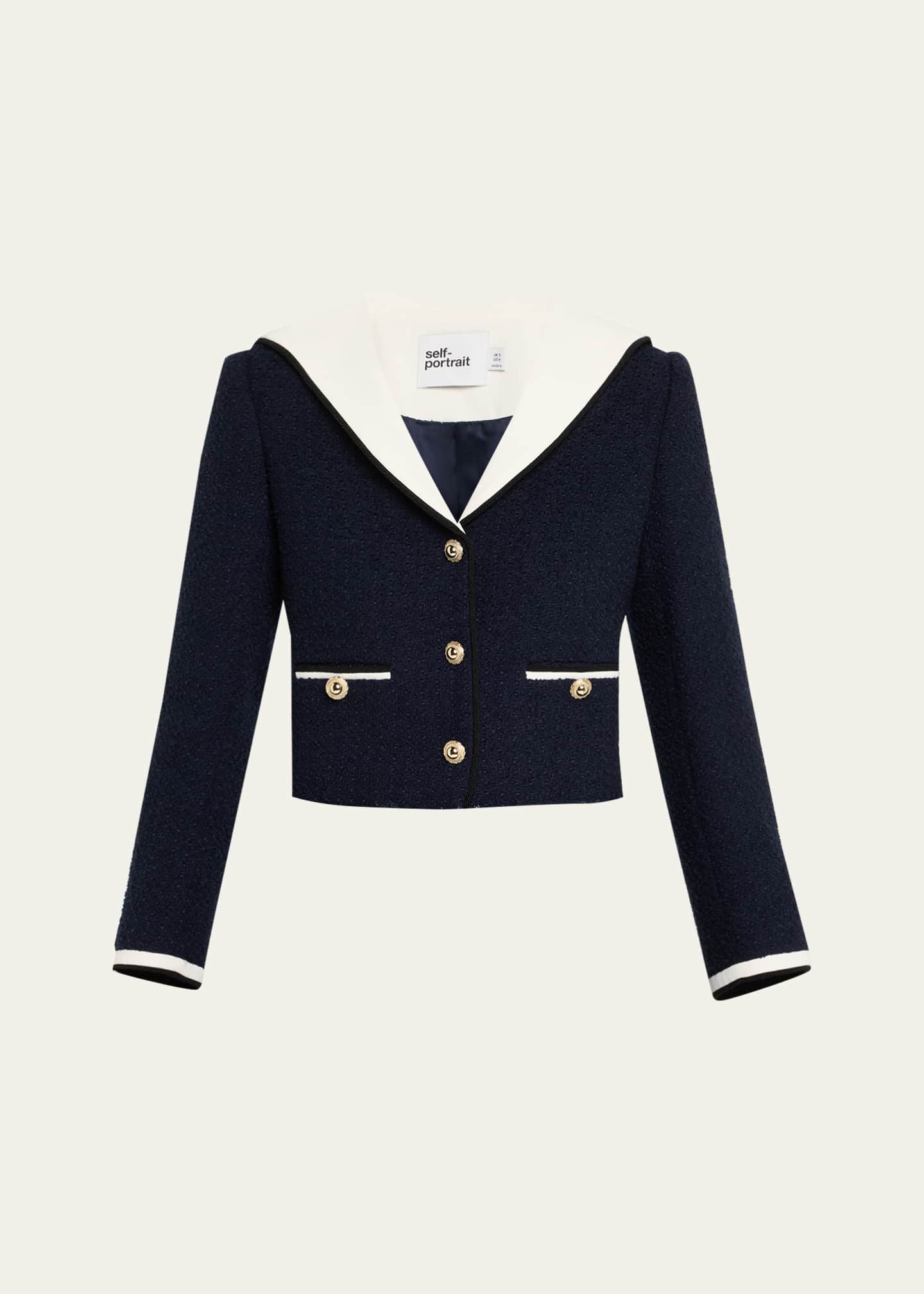Self-Portrait Boucle Contrast Collar Jacket Image 1 of 5