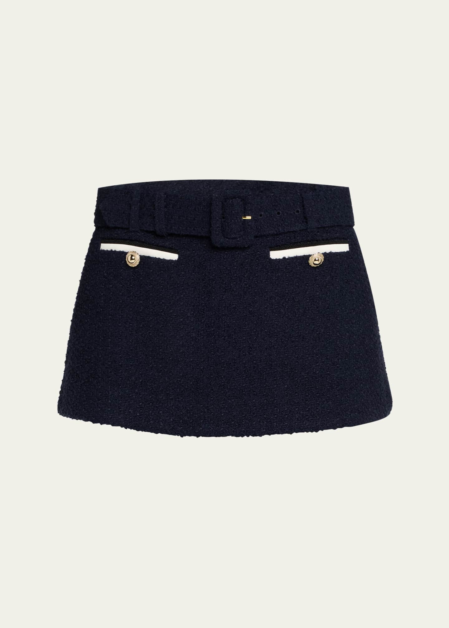 Self-Portrait Belted Boucle Skort Image 1 of 5