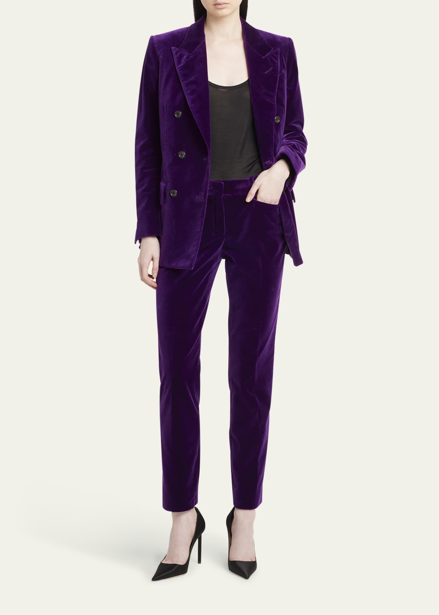 TOM FORD Double-Breasted Velvet Blazer Image 2 of 5