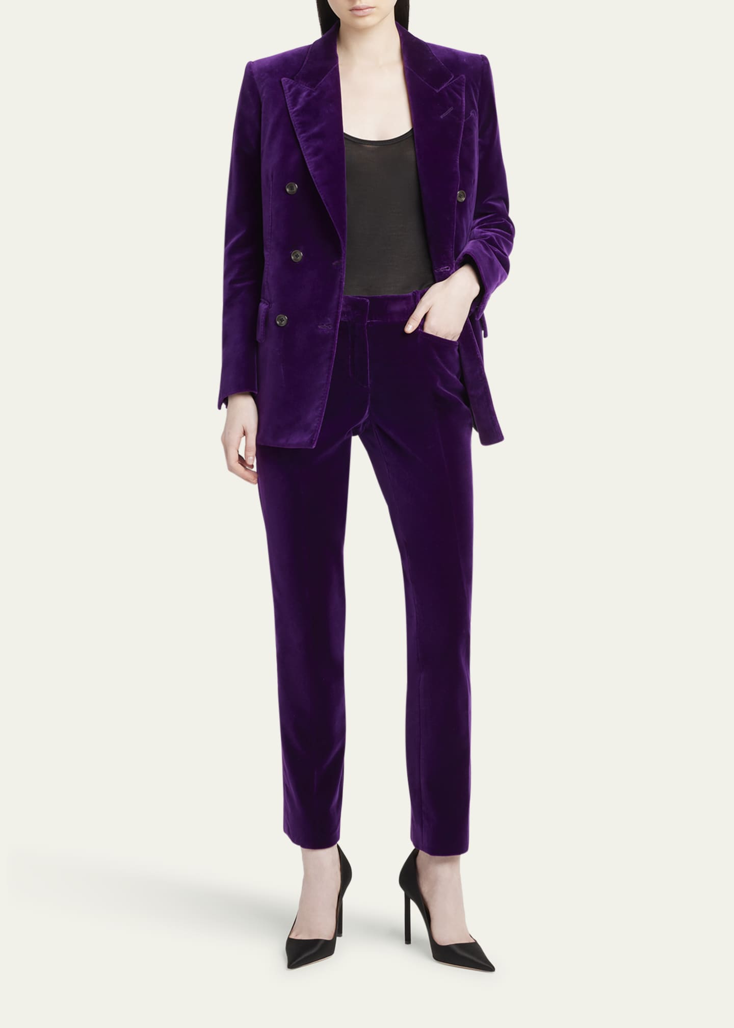 TOM FORD Velvet Slim-Leg Ankle Cigarette Trousers Image 2 of 5