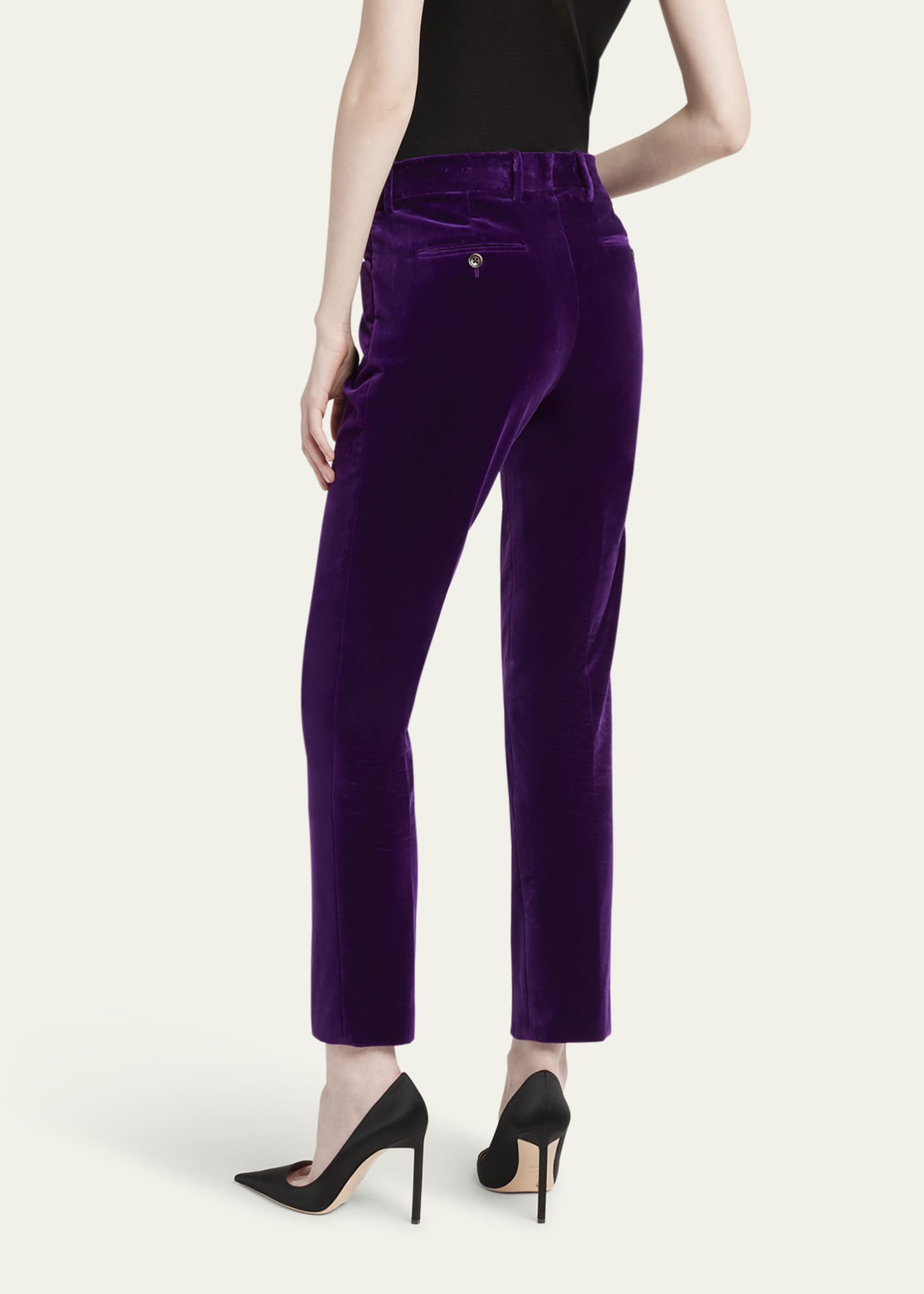 TOM FORD Velvet Slim-Leg Ankle Cigarette Trousers Image 3 of 5