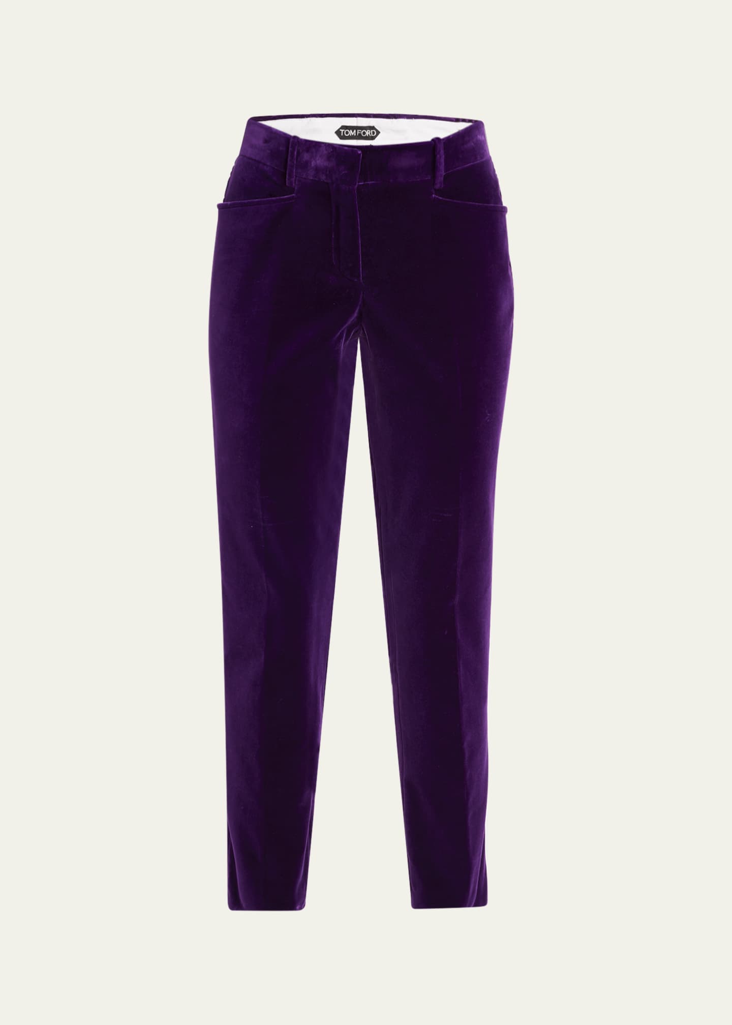 TOM FORD Velvet Slim-Leg Ankle Cigarette Trousers Image 1 of 5