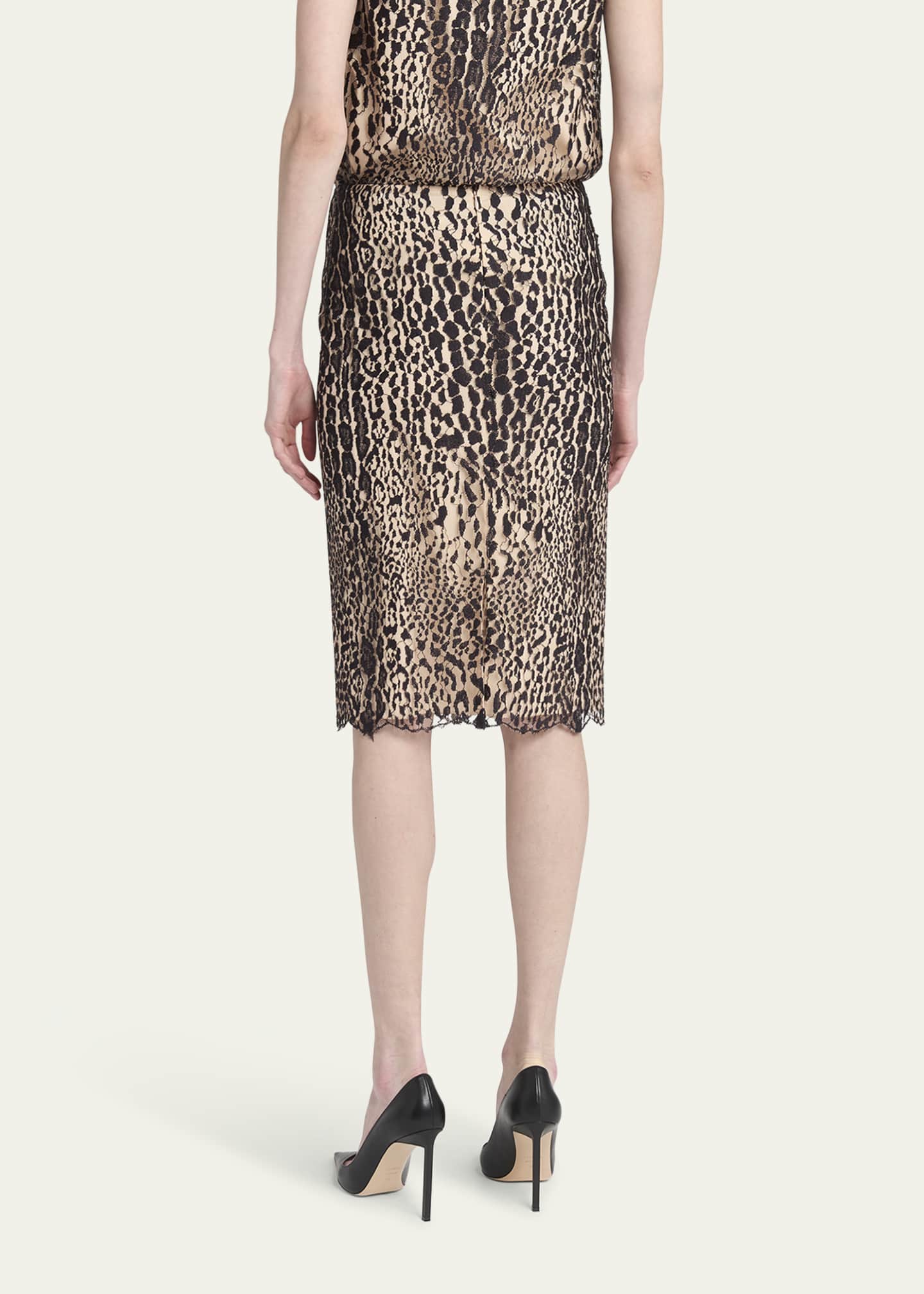 TOM FORD Leopard Lace Pencil Skirt Image 3 of 5