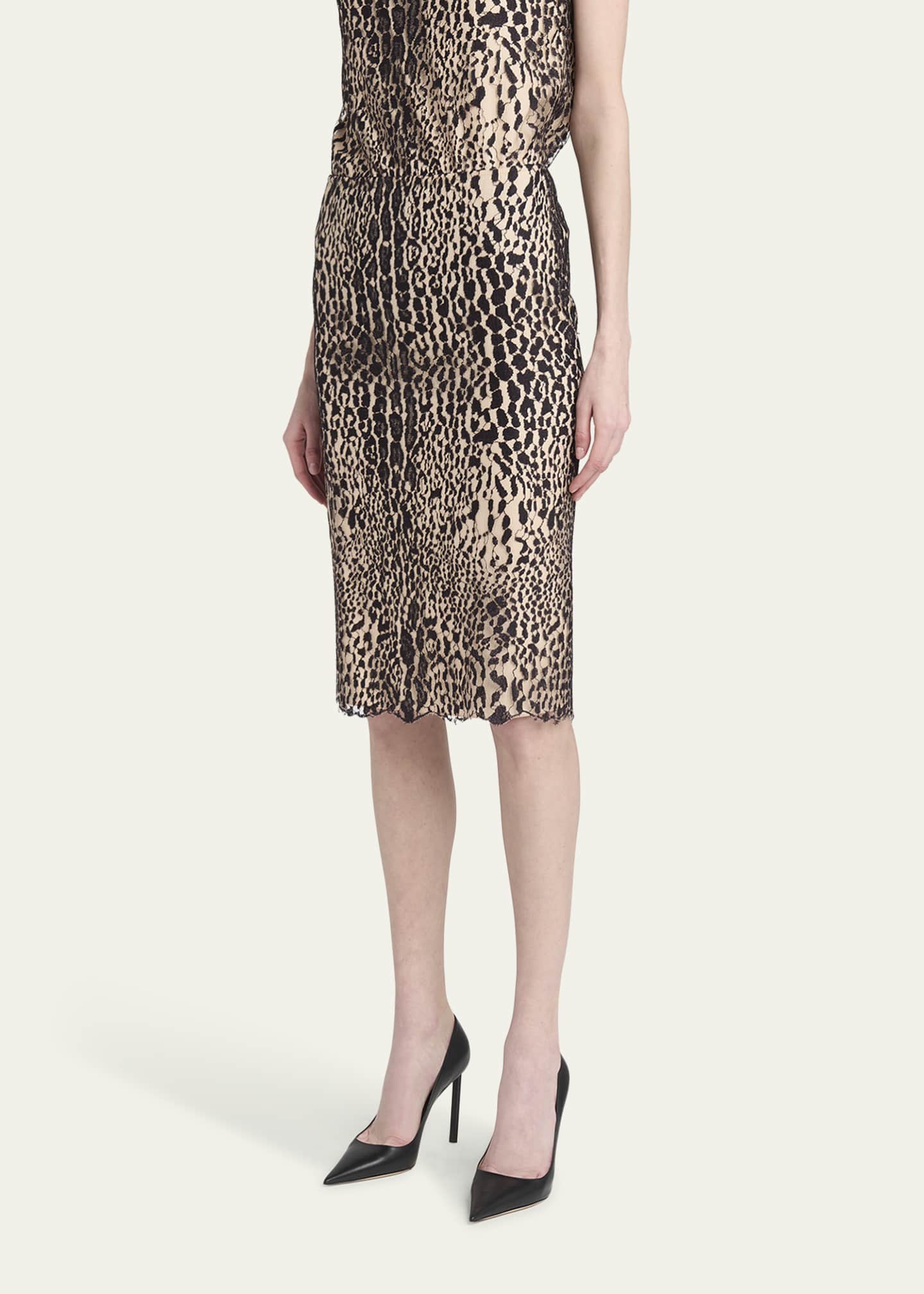 TOM FORD Leopard Lace Pencil Skirt Image 4 of 5