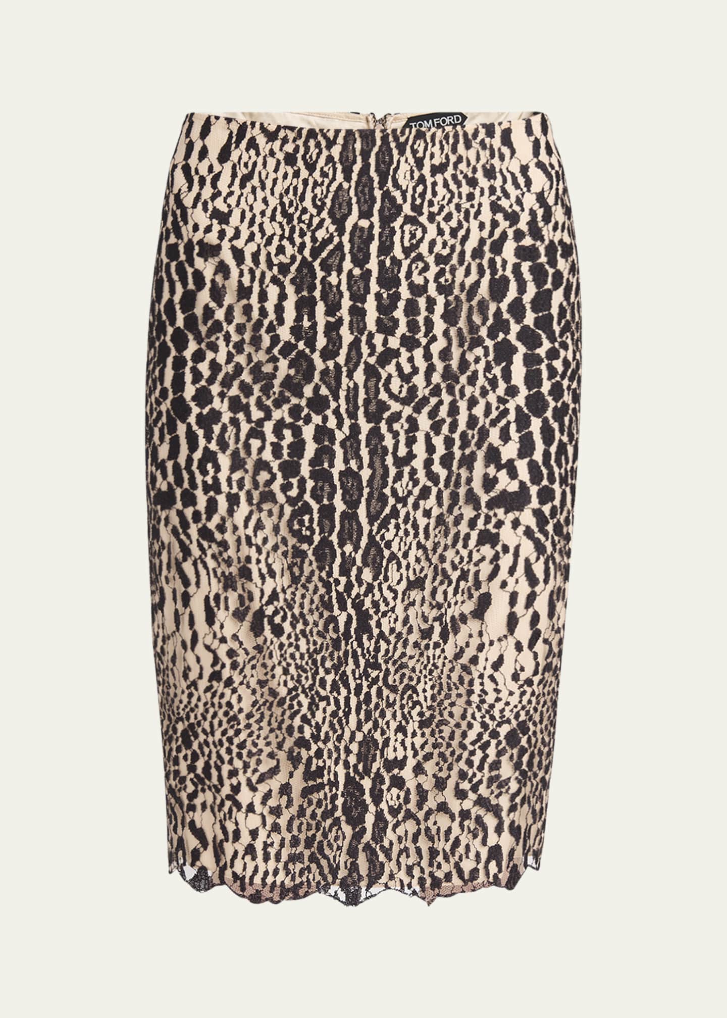 TOM FORD Leopard Lace Pencil Skirt Image 1 of 5
