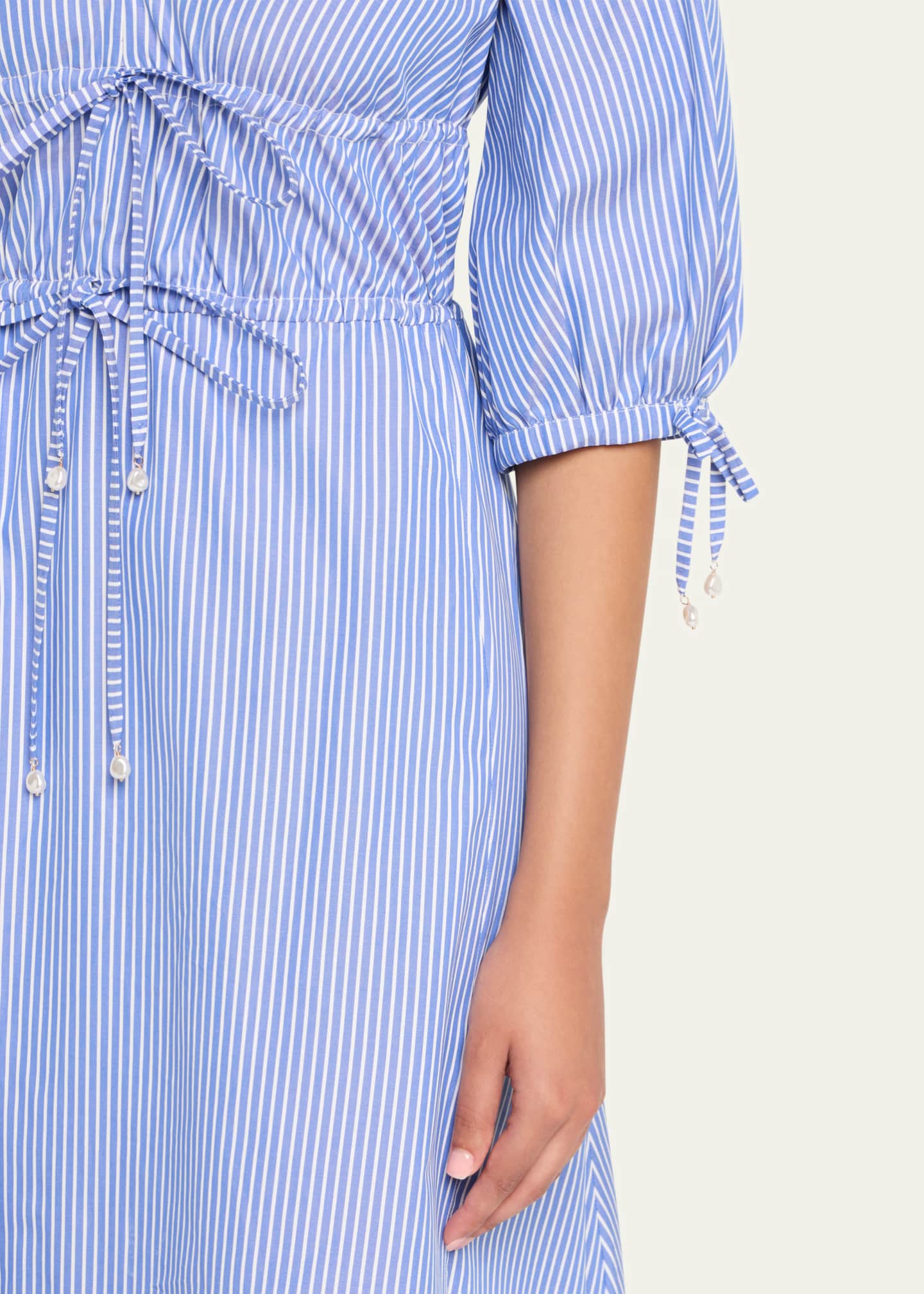 Altuzarra Donrine V-Neck Striped 3/4-Sleeve Midi Dress Image 5 of 5