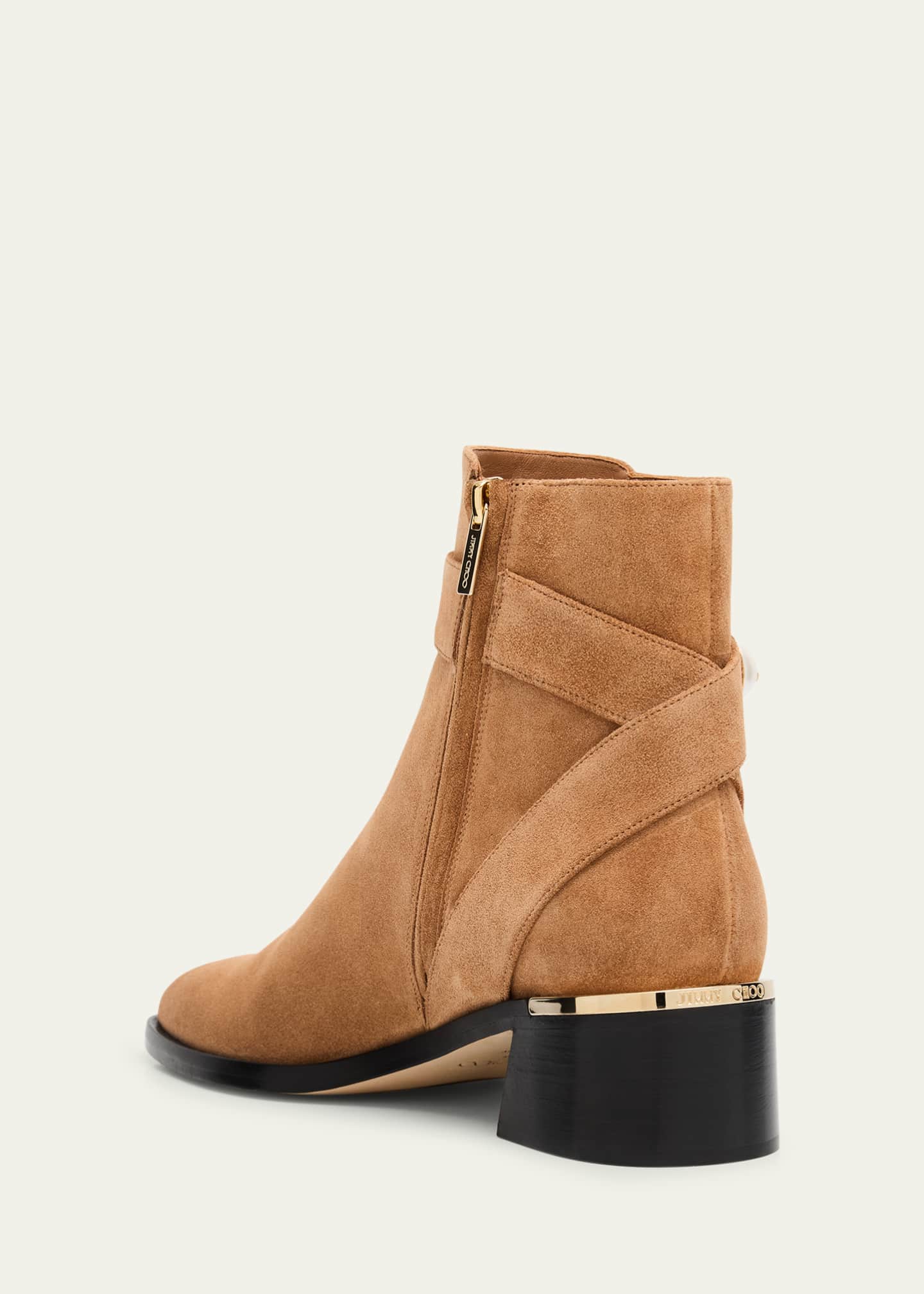 ✨yumamama✨ Jimmy Choo Noor 45 Suede Pearly-Button Ankle Booties - Bergdorf