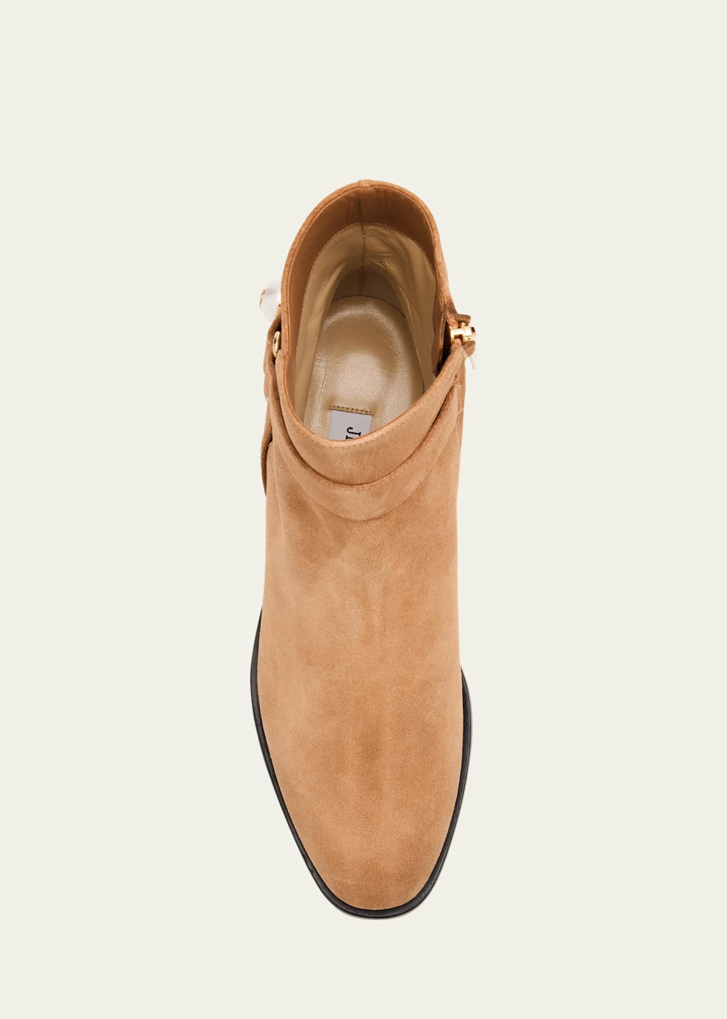 Jimmy Choo Noor 45 Suede Pearly-Button Ankle Booties - Bergdorf