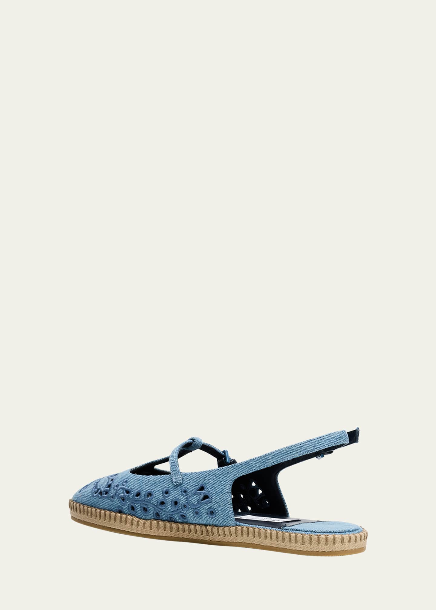 Jimmy Choo Amiee Denim Embroidered Espadrille Ballerina Flats Image 4 of 6