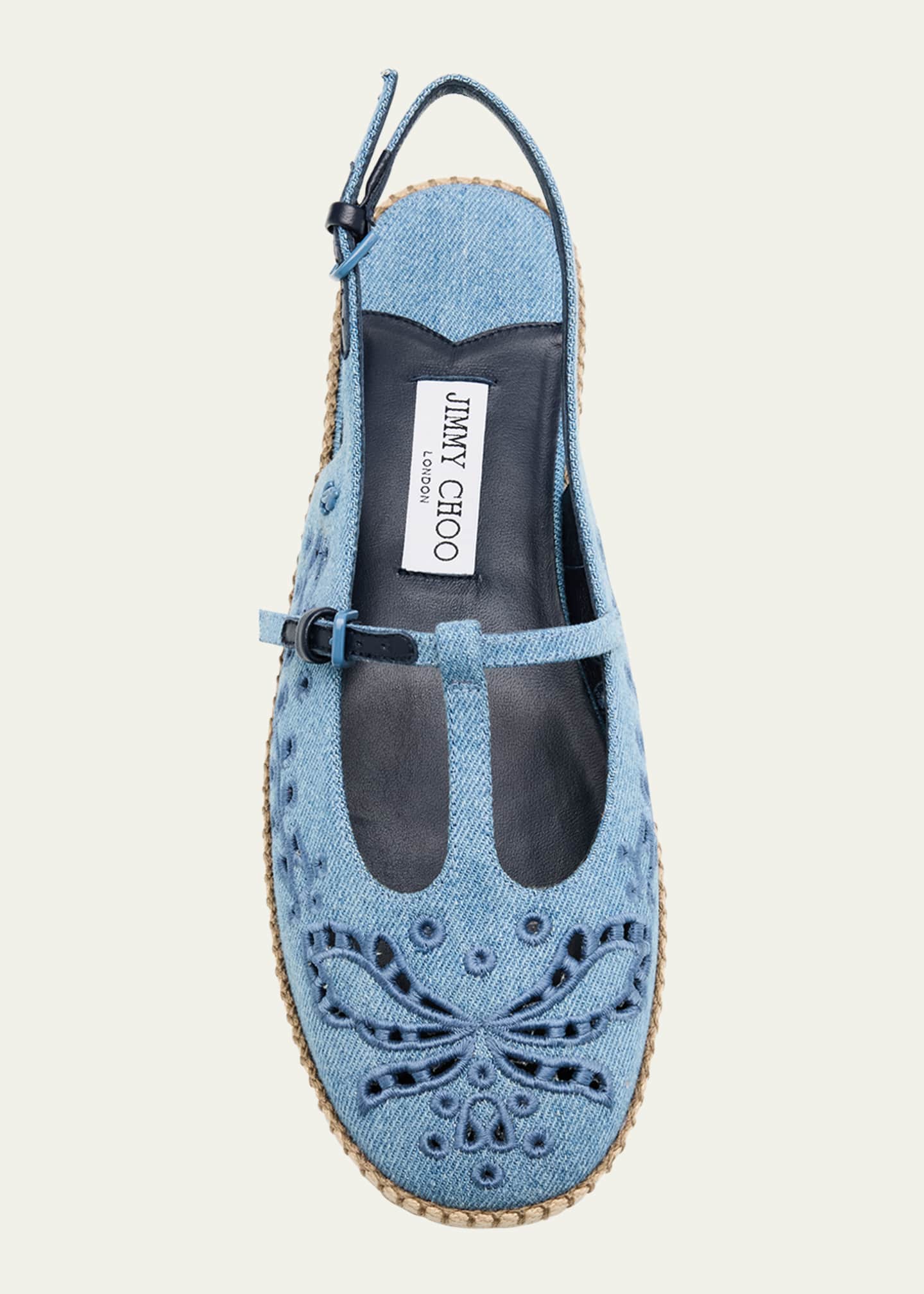 Jimmy Choo Amiee Denim Embroidered Espadrille Ballerina Flats Image 6 of 6