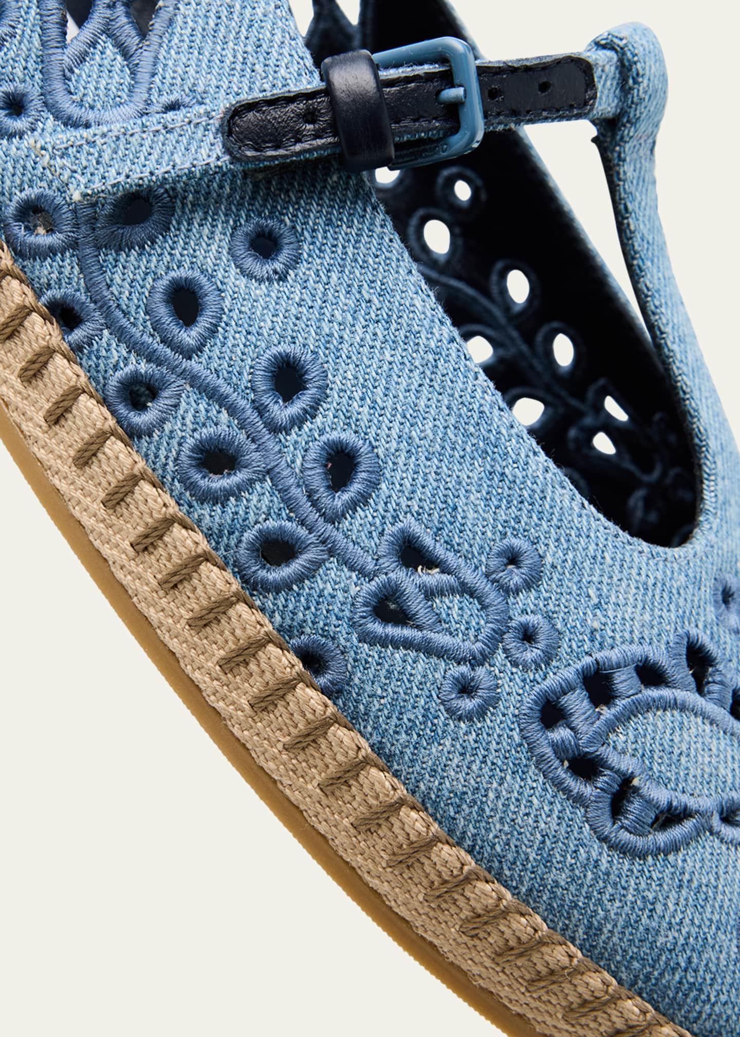 Jimmy Choo Amiee Denim Embroidered Espadrille Ballerina Flats Image 5 of 6