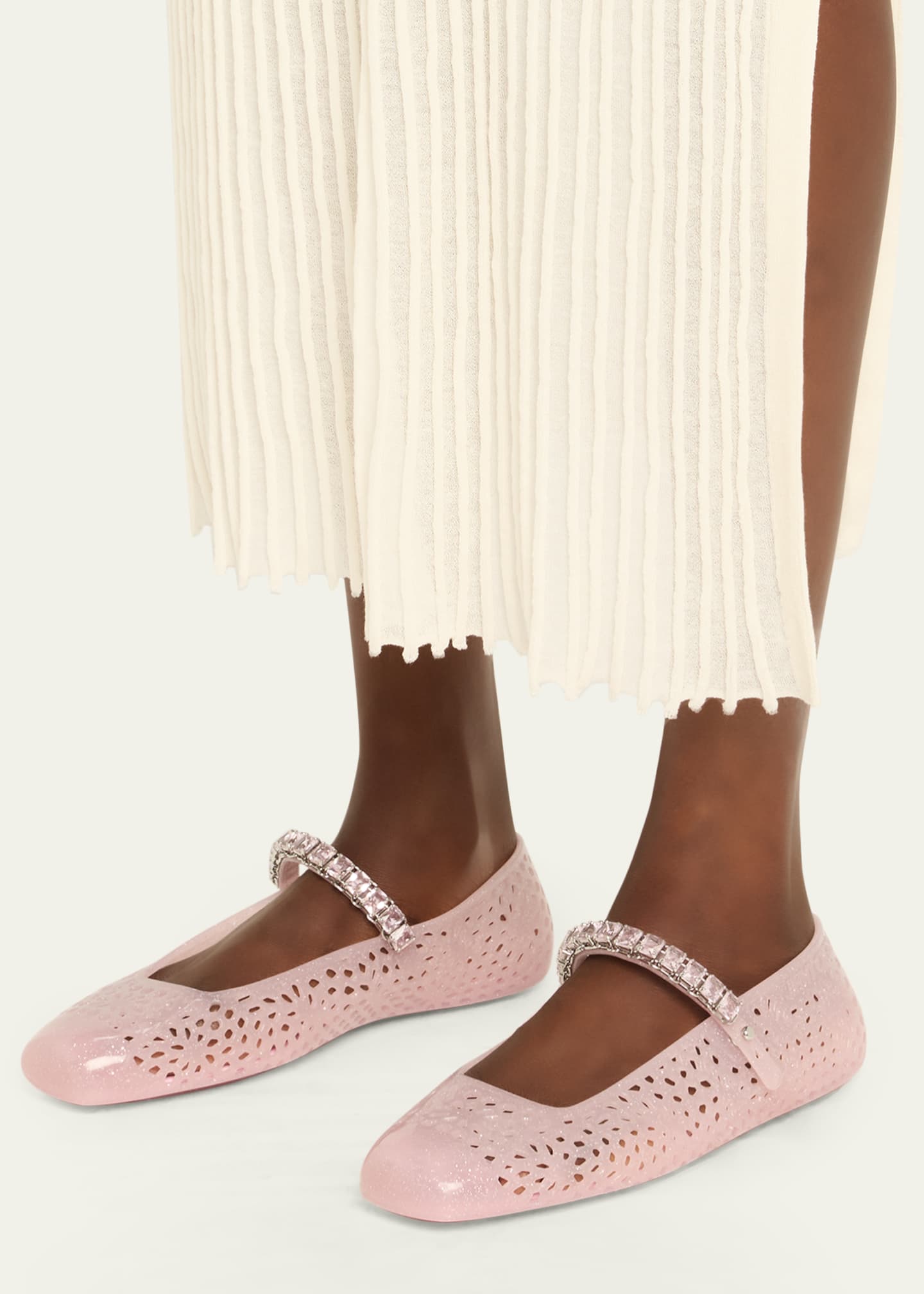 Jimmy Choo The Jelly Glitter Crystal-Strap Ballerina Flats Image 2 of 6