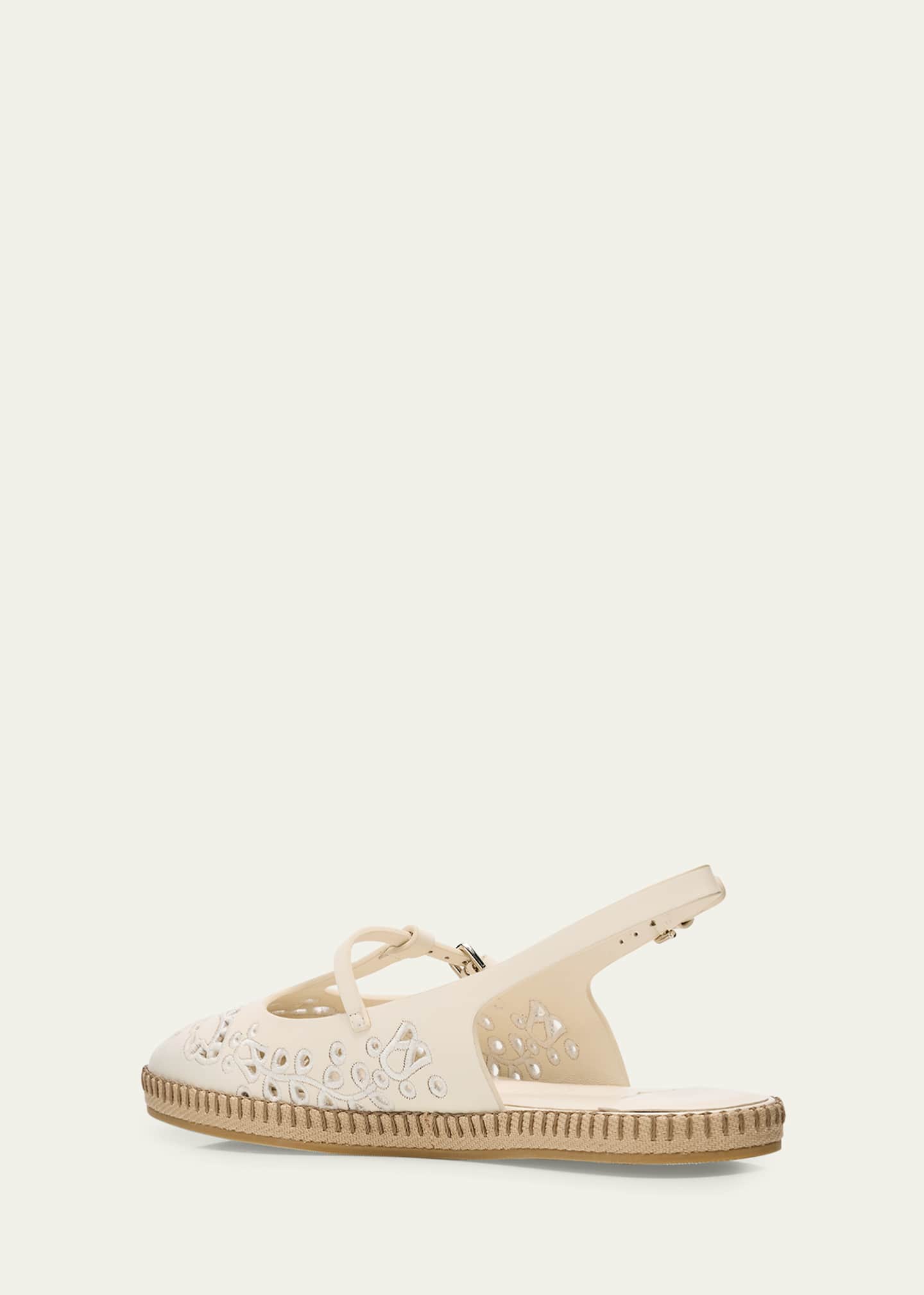 Jimmy Choo Amiee Leather Embroidered Espadrille Ballerina Flats Image 4 of 5