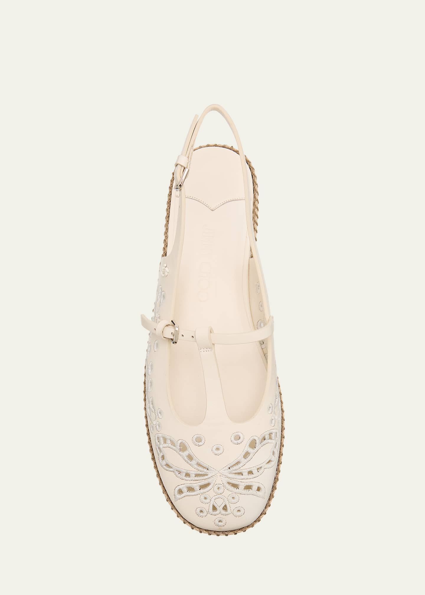 Jimmy Choo Amiee Leather Embroidered Espadrille Ballerina Flats Image 5 of 5