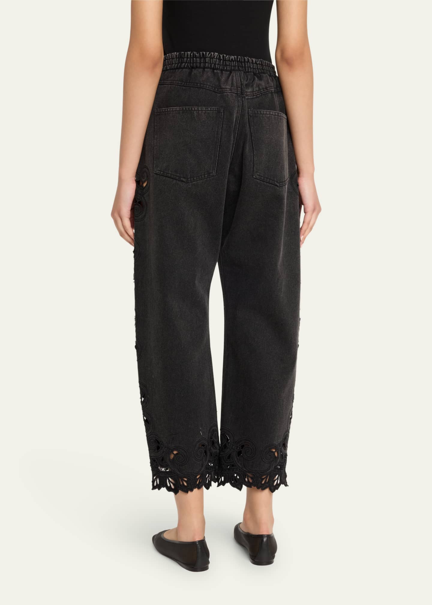 Sea Cavina Embroidered Crop Barrel Jeans Image 3 of 5