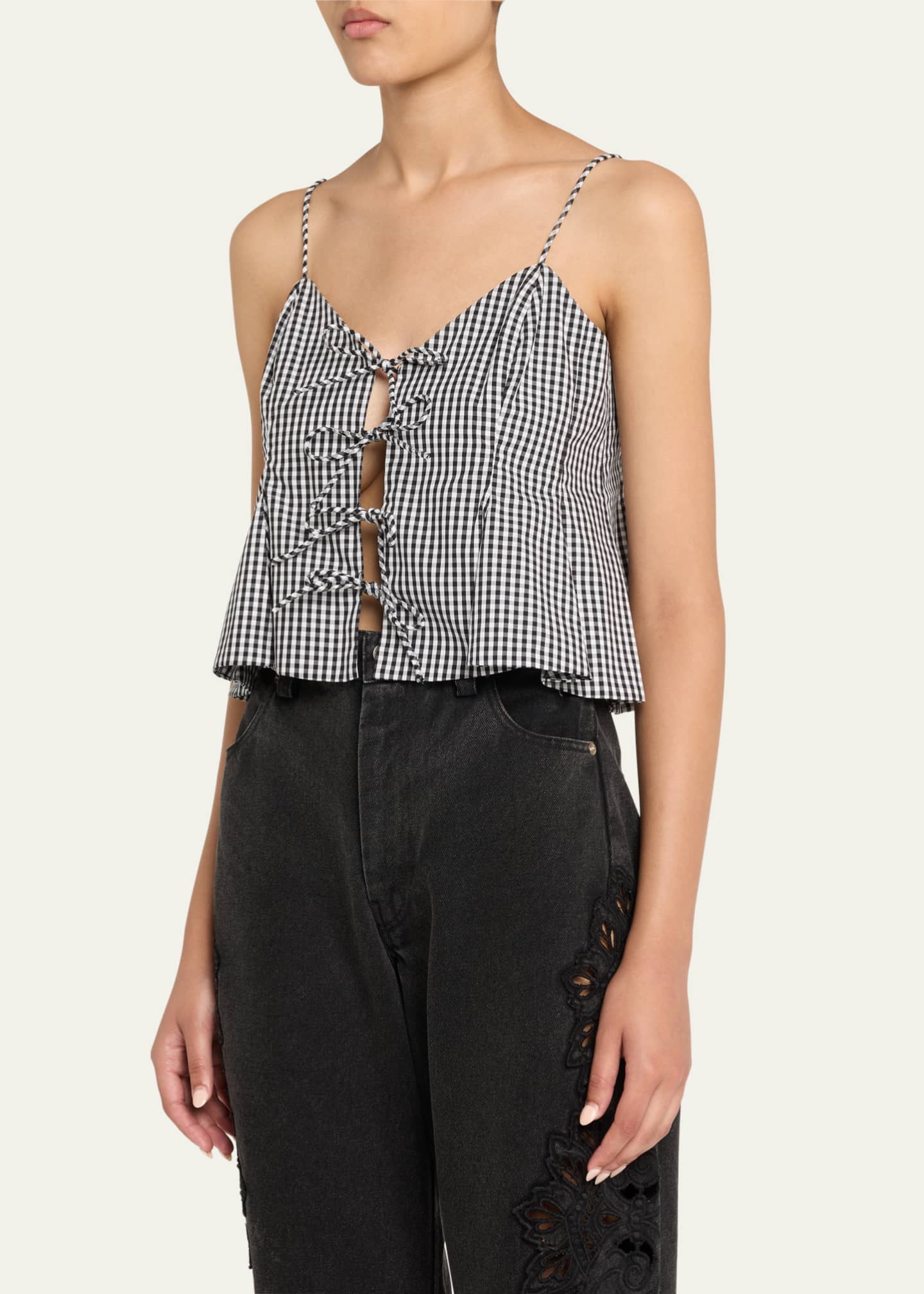 Sea Neci Gingham Tie-Front Cami Image 4 of 5