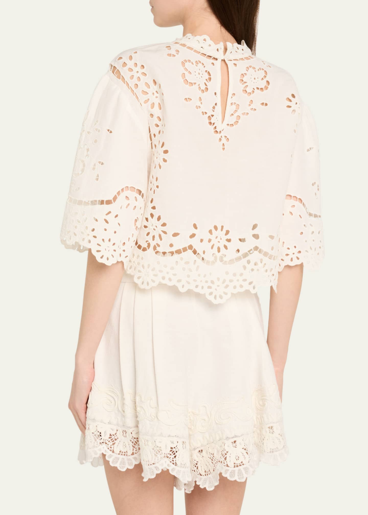 トップス LULA TULLE EMBROIDERY SWEAT TOPS AMERI Sea Lula Embroidered Short-Sleeve Top - Bergdorf Goodman