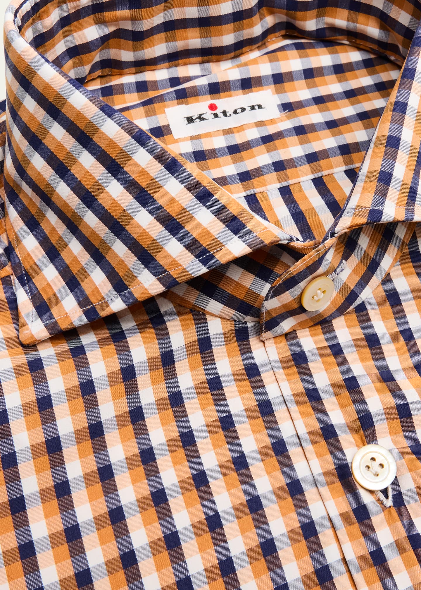 Kiton Men's Cotton Multi-Check Dress Shirt Image 2 of 2