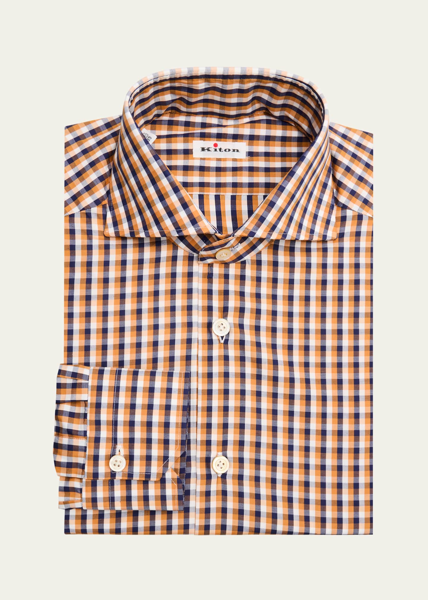 Kiton Men's Cotton Multi-Check Dress Shirt Image 1 of 2