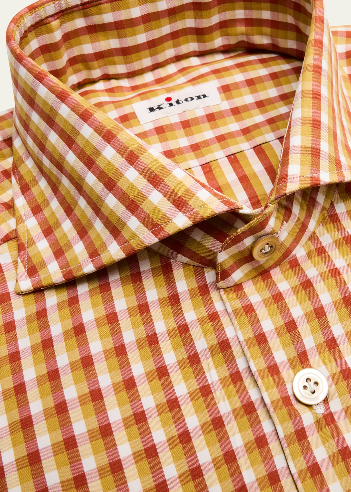 Kiton Men's Cotton Multi-Check Dress Shirt Image 2 of 2