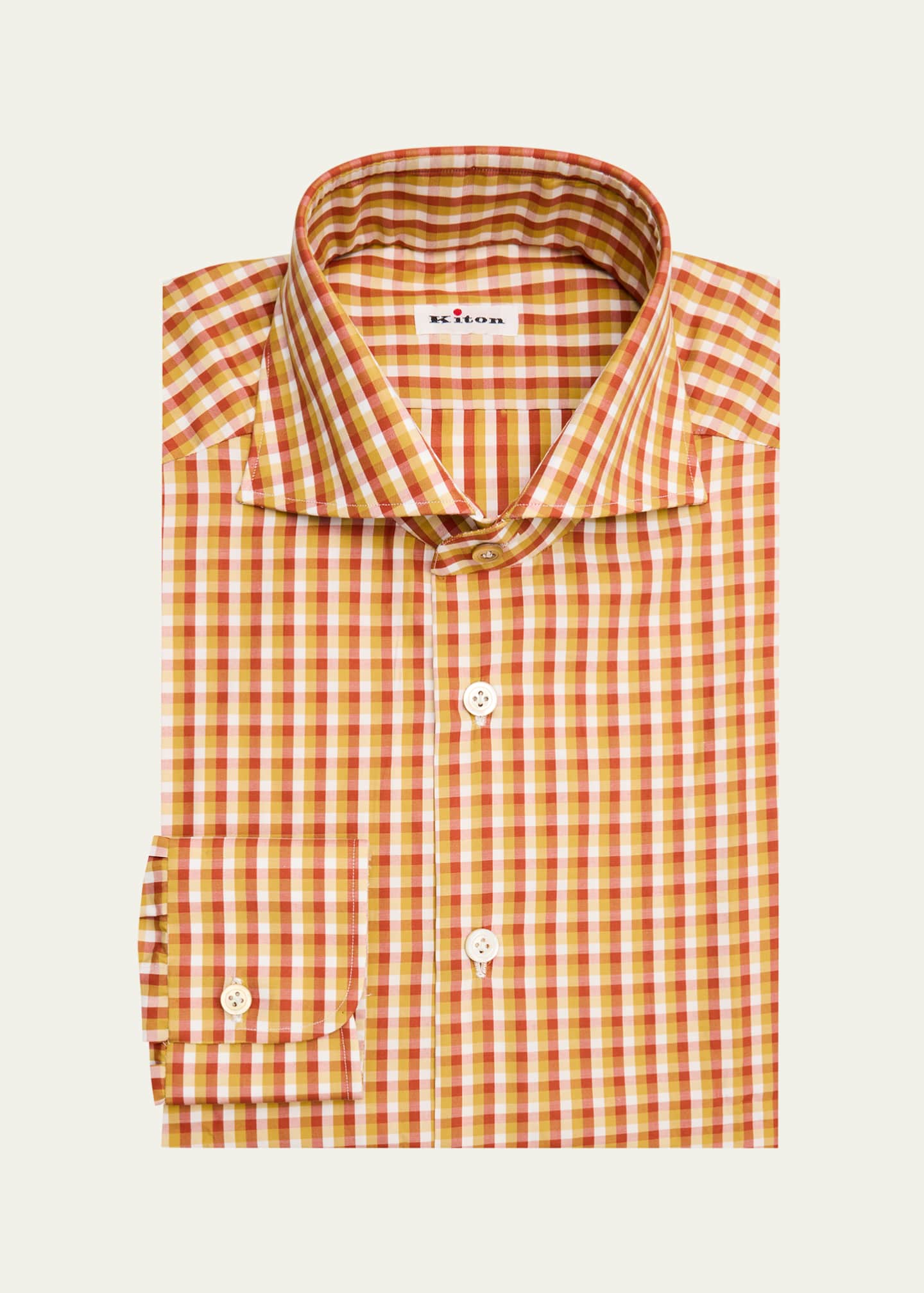 Kiton Men's Cotton Multi-Check Dress Shirt Image 1 of 2