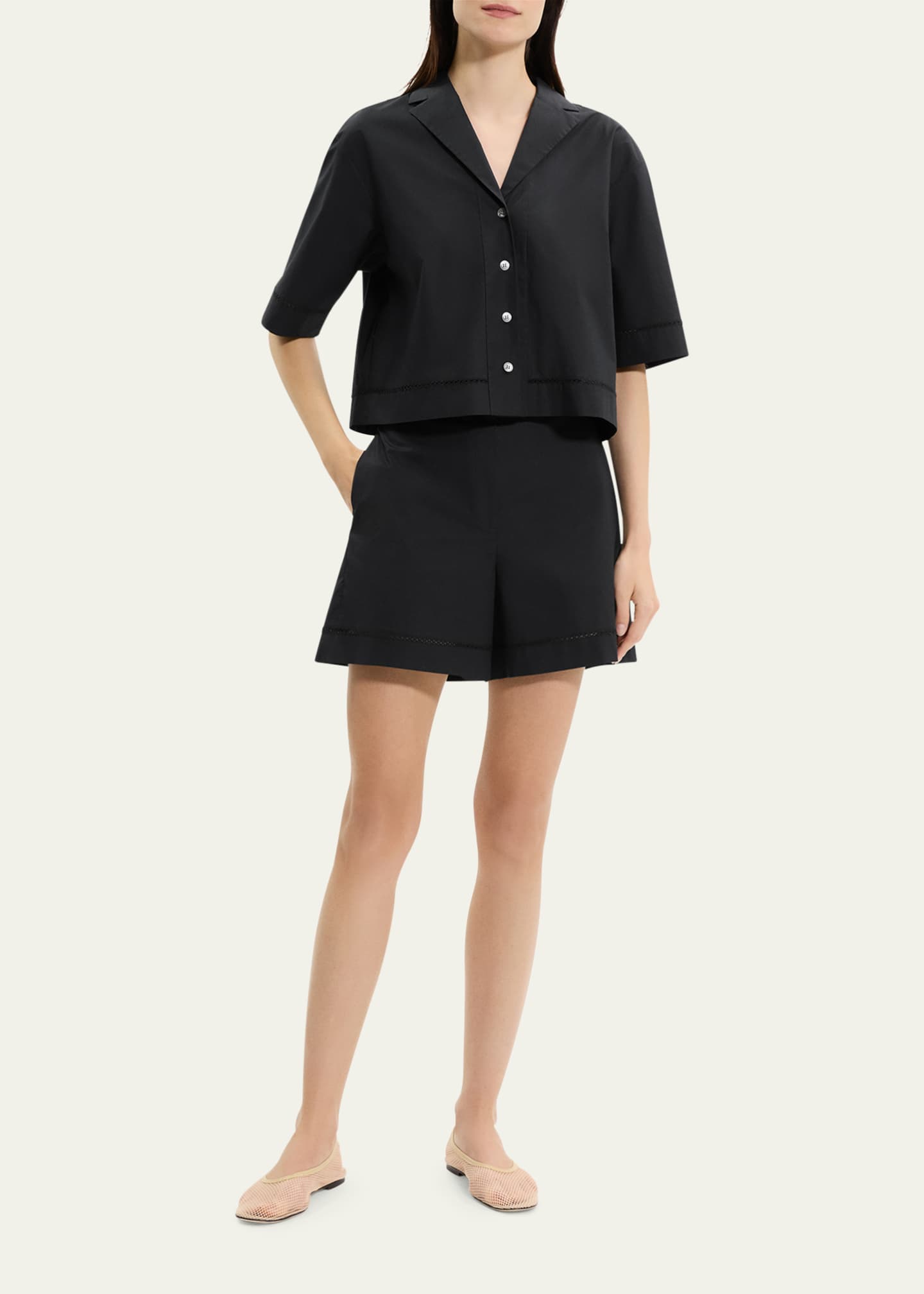 Theory Short-Sleeve Boxy Shirt - Bergdorf Goodman