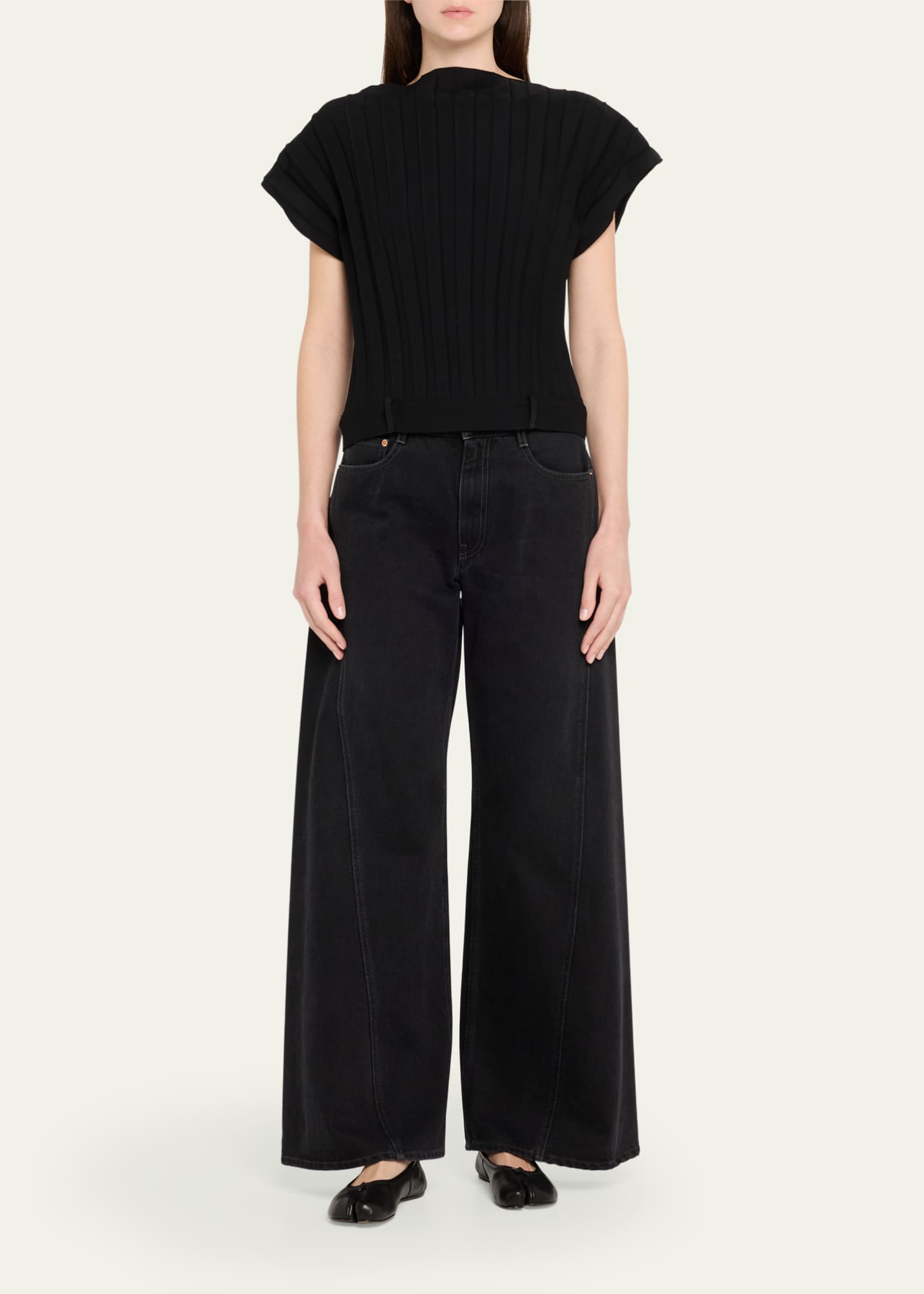 MM6 Maison Margiela High-Neck Wide Ribbed Top - Bergdorf Goodman