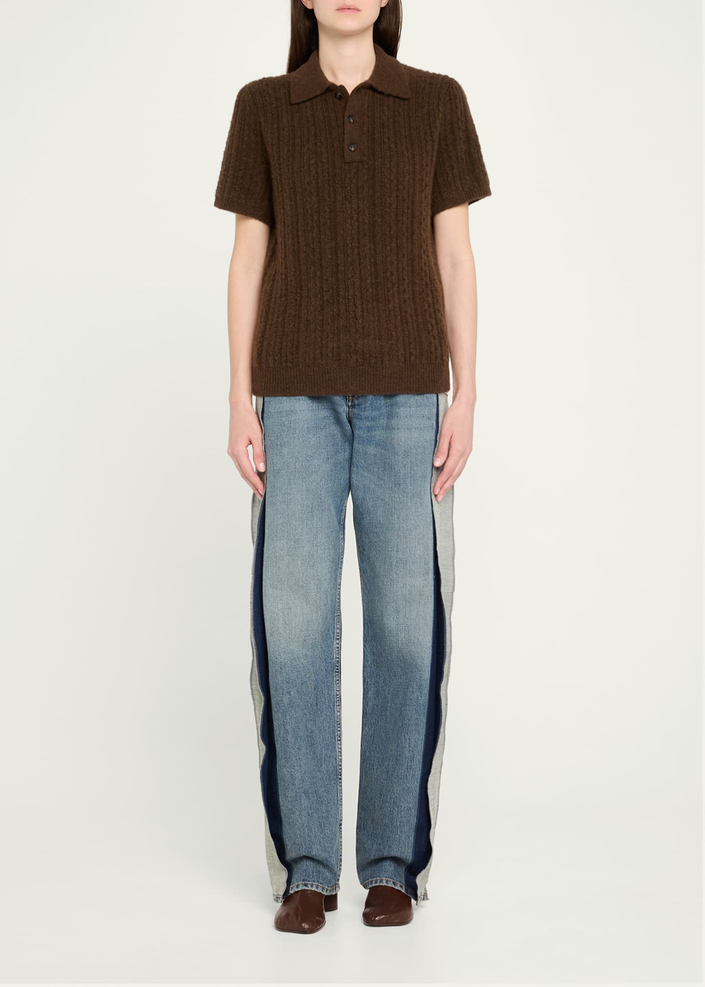 MM6 Maison Margiela Short-Sleeve Cable-Knit Polo Shirt - Bergdorf