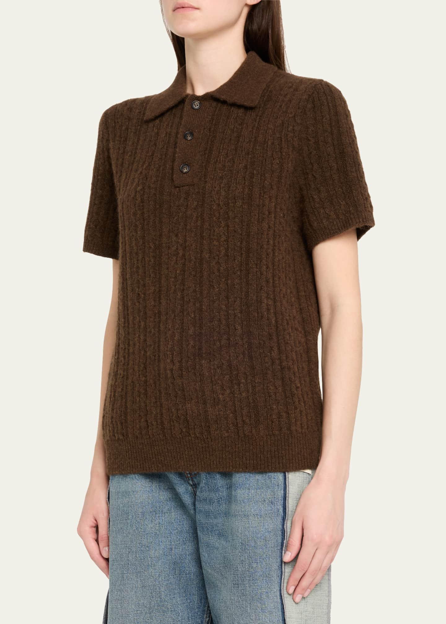 MM6 Maison Margiela Short-Sleeve Cable-Knit Polo Shirt - Bergdorf