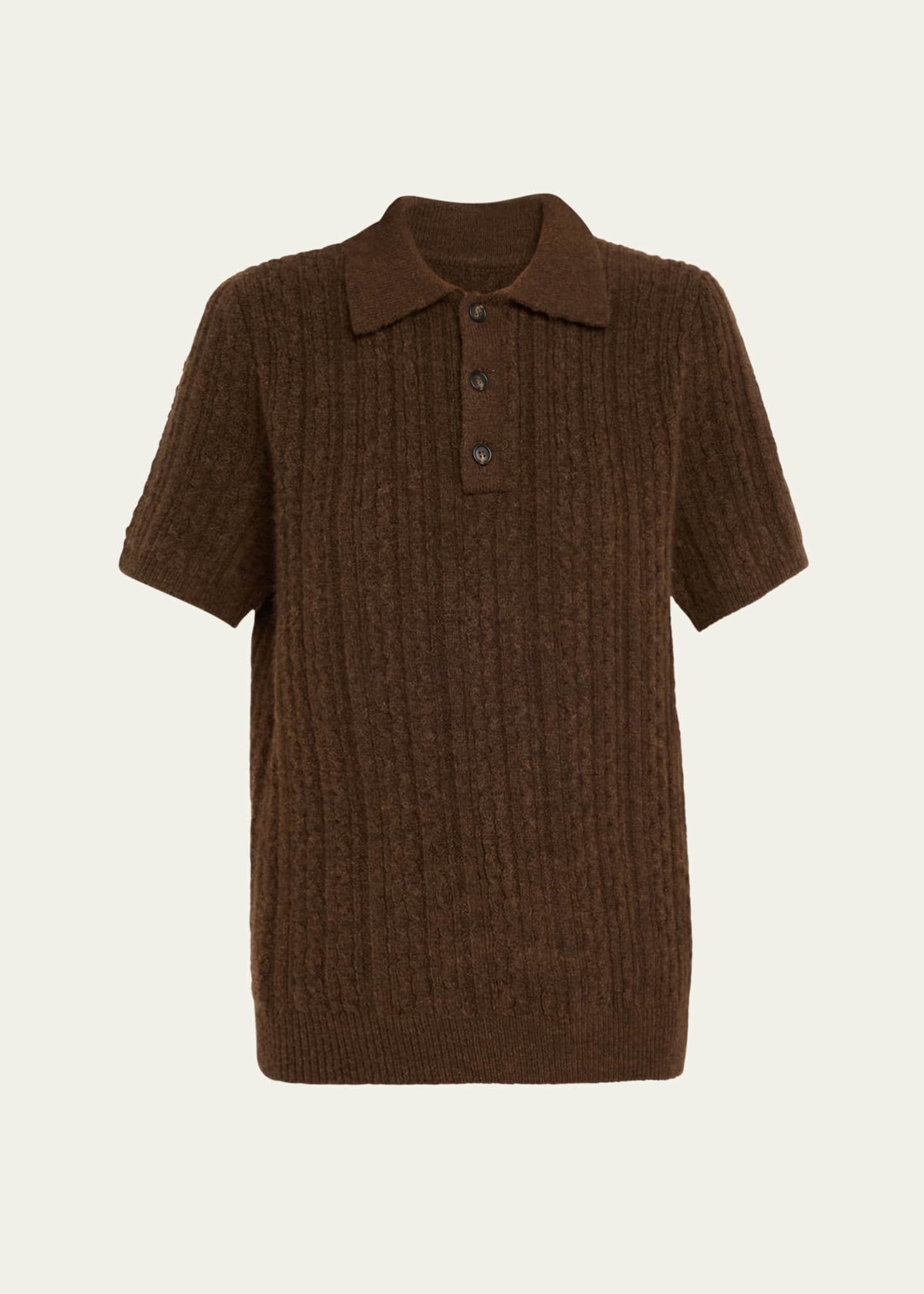 MM6 Maison Margiela Short-Sleeve Cable-Knit Polo Shirt - Bergdorf