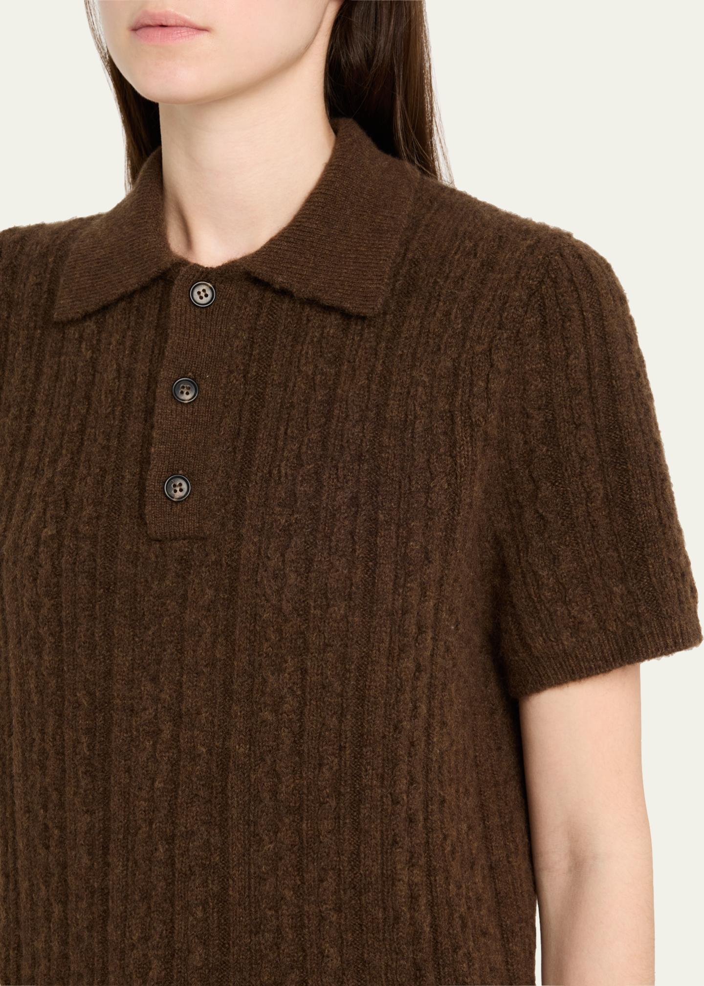 MM6 Maison Margiela Short-Sleeve Cable-Knit Polo Shirt - Bergdorf 
