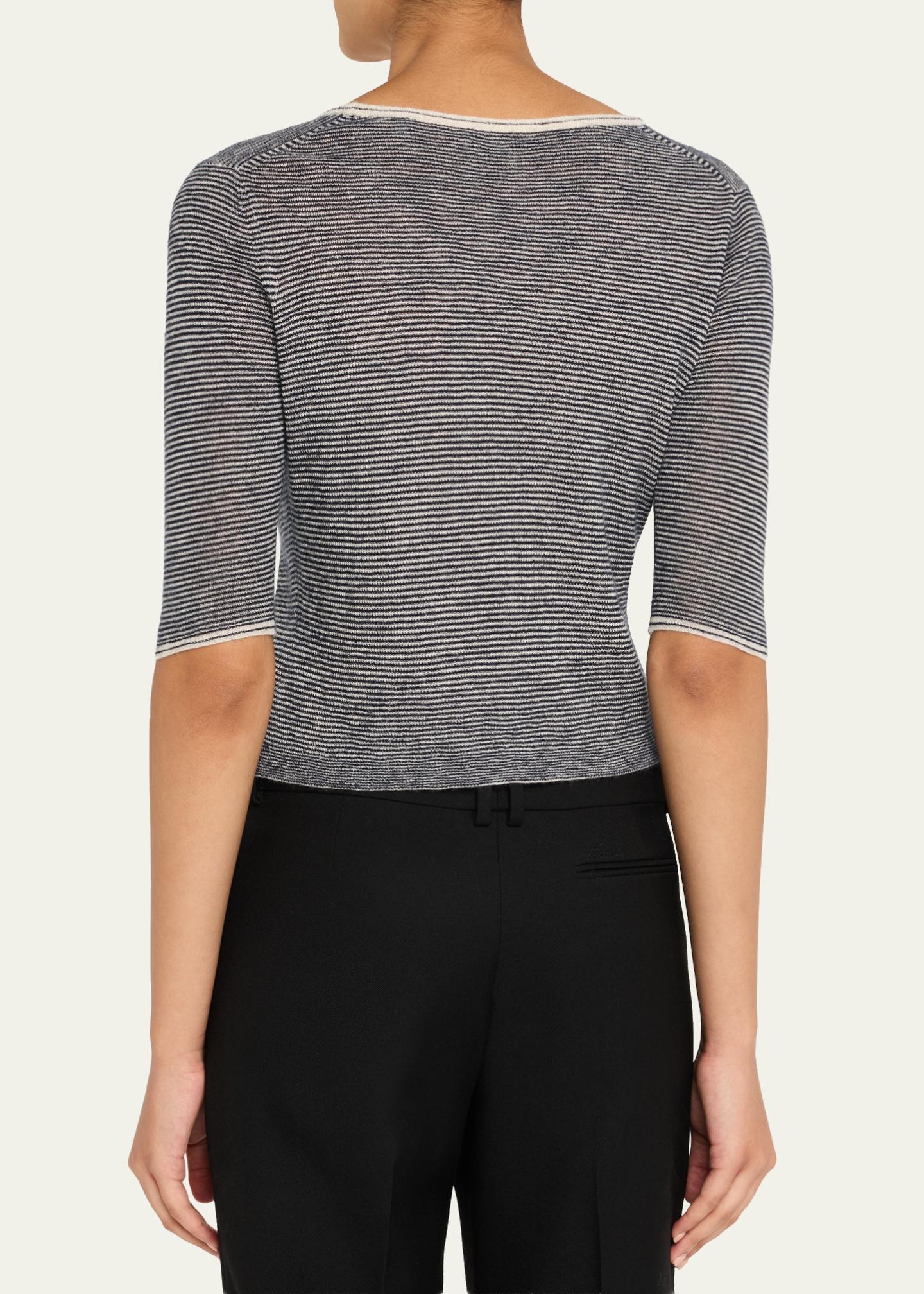 Vince Micro-Stripe V-Neck Cardigan - Bergdorf Goodman