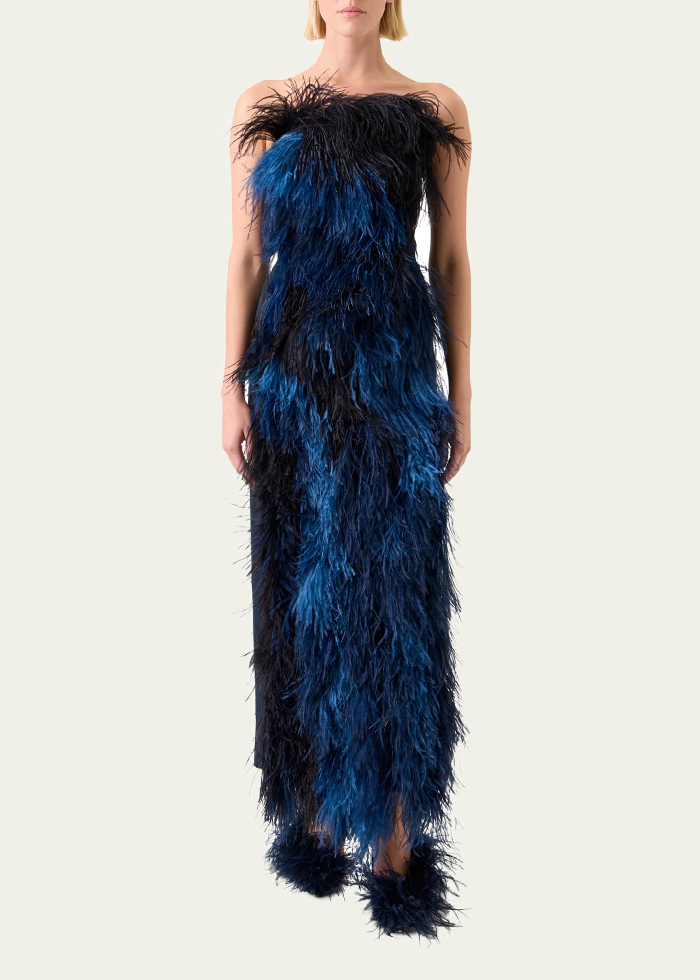Akris Strapless Ostrich Feather Gown Image 2 of 5