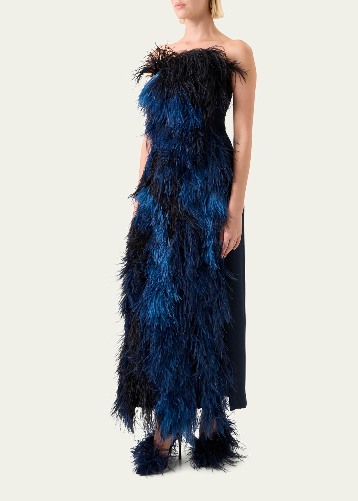 Akris Strapless Ostrich Feather Gown Image 4 of 5