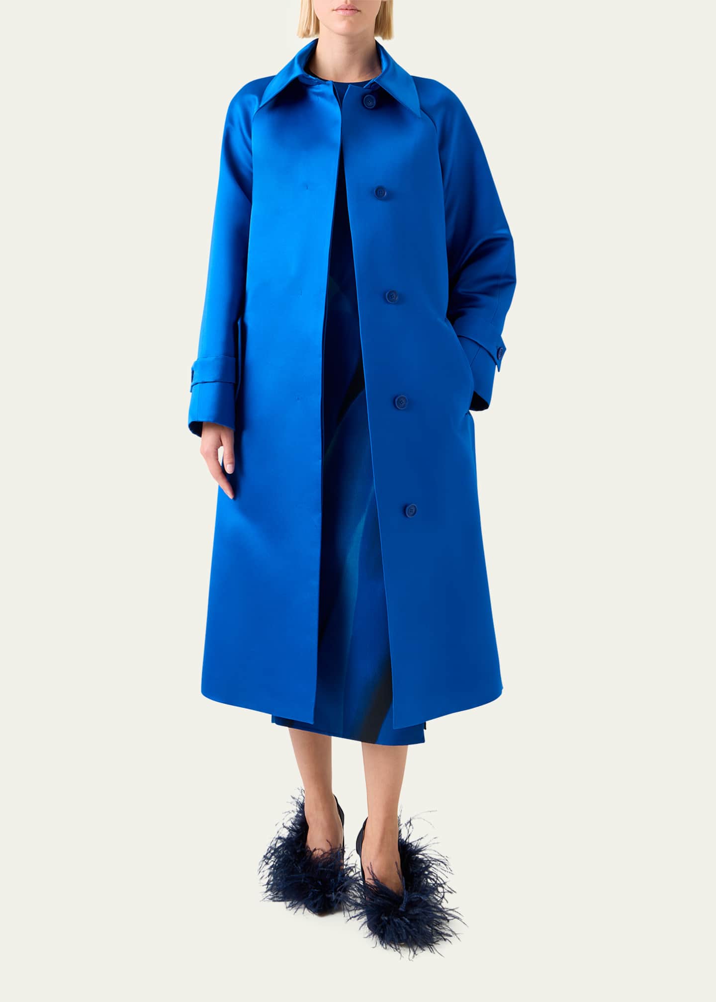 Akris Elliot Oversized Silk Duchess Coat Image 2 of 5