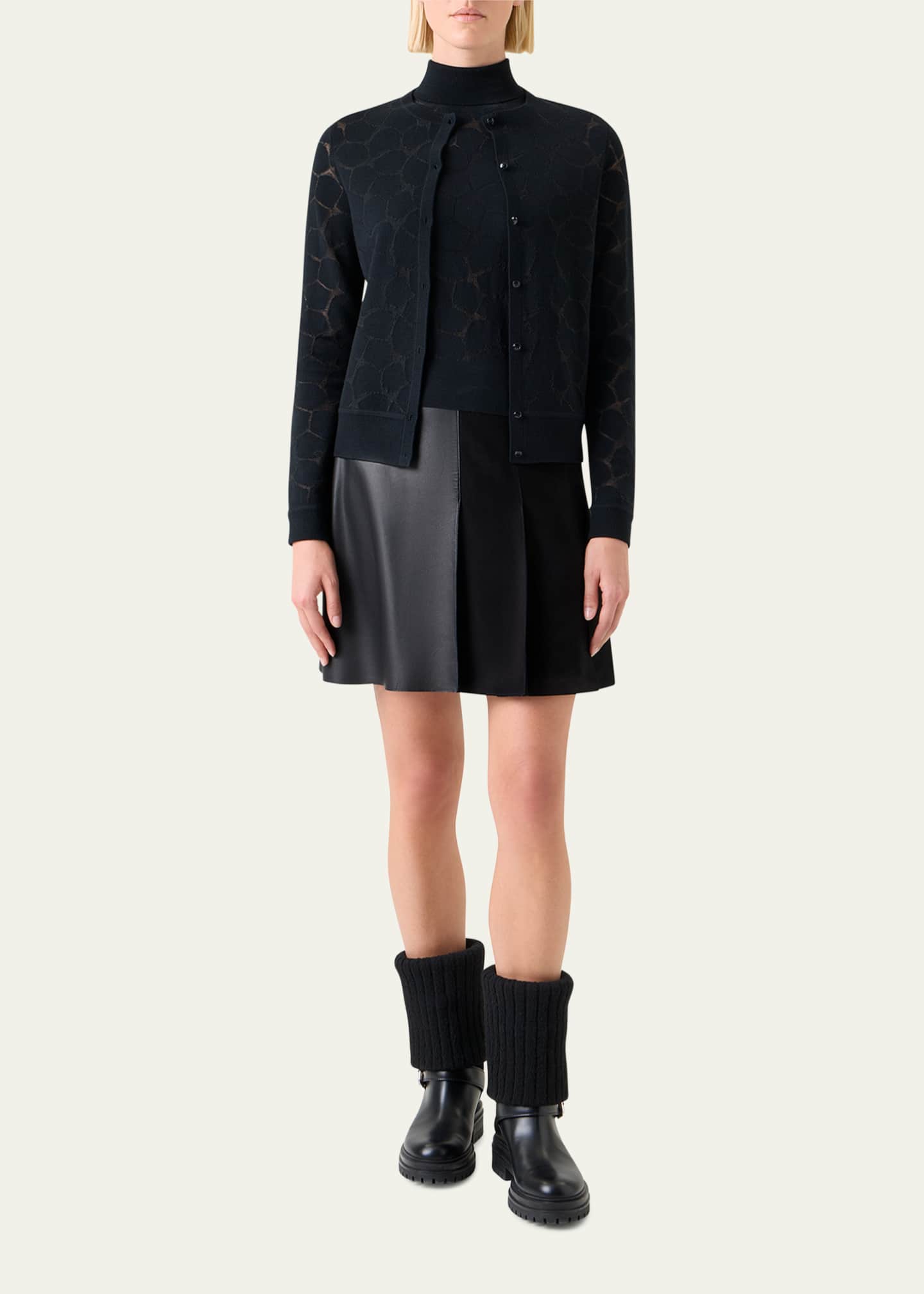 Akris Broken Stone Jacquard Wool-Silk Cardigan - Bergdorf Goodman