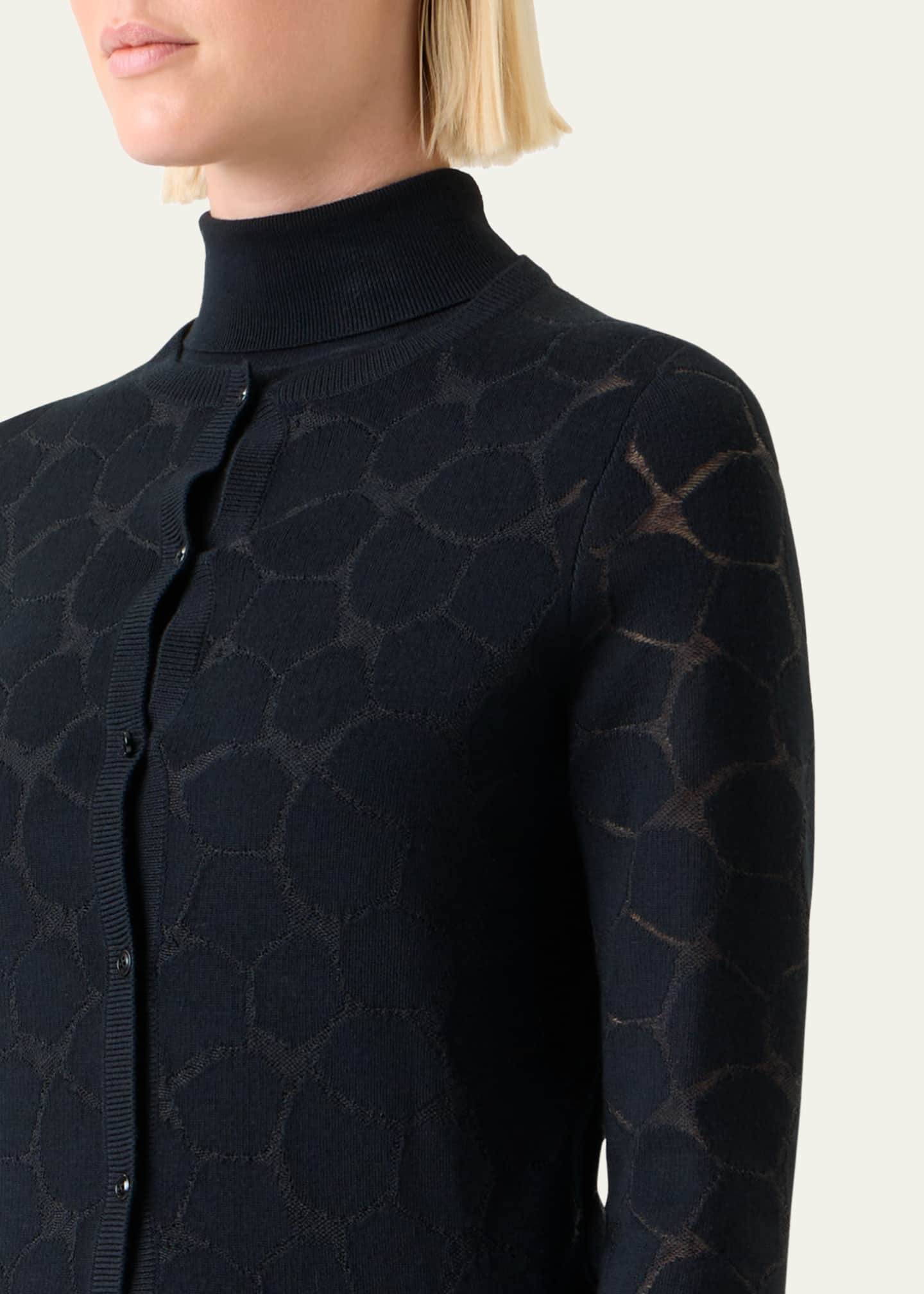 Akris Broken Stone Jacquard Wool-Silk Cardigan - Bergdorf Goodman